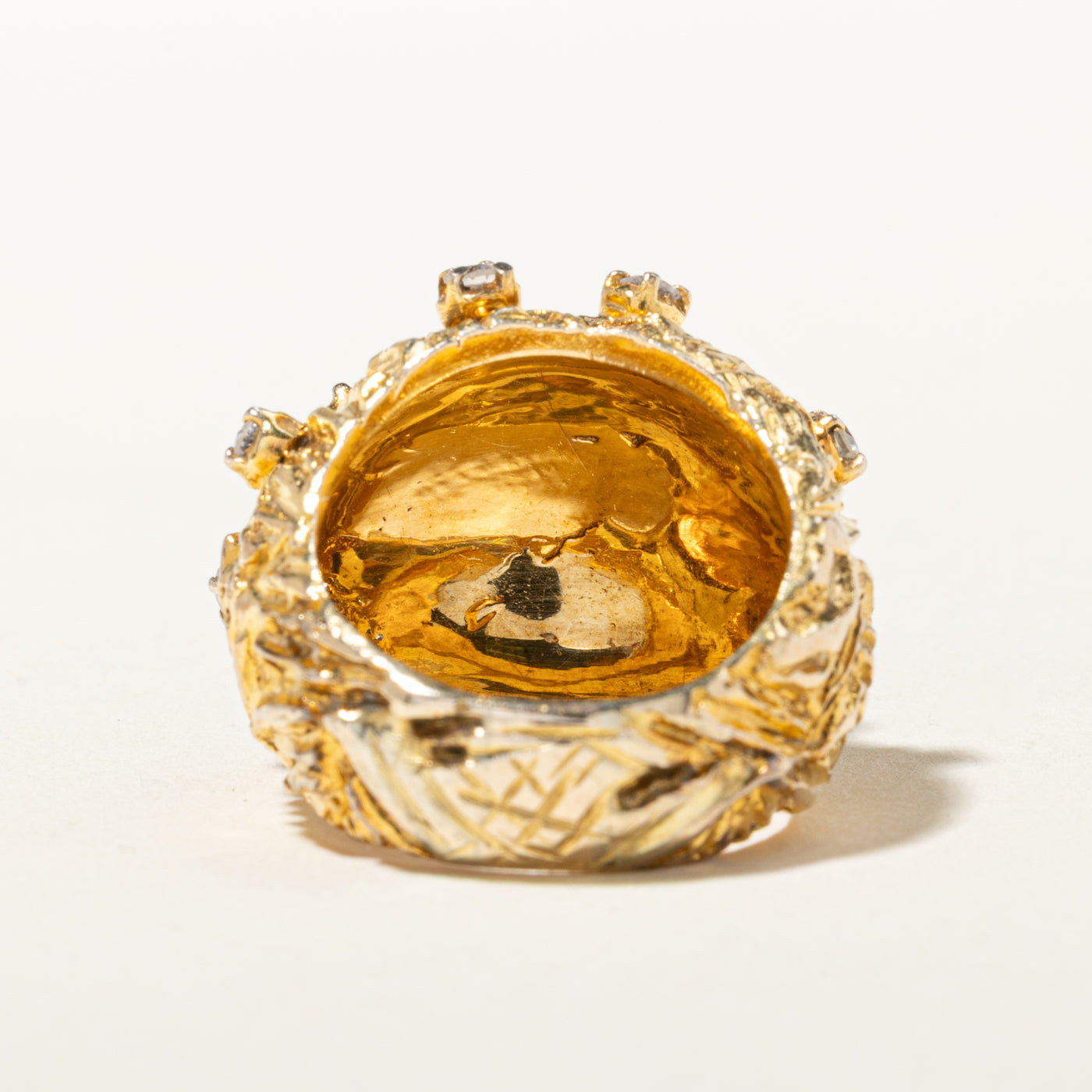 14k Scattered Diamond Textured Cocktail Dome Ring | 0.51ctw | SZ 5