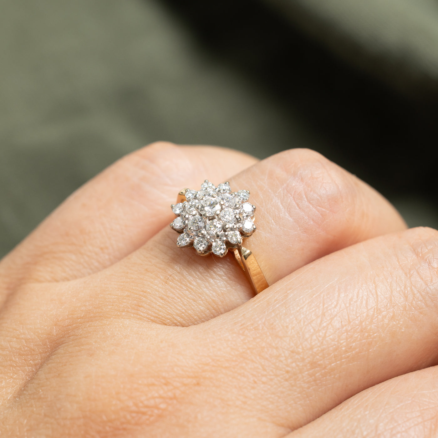 14k Yellow Gold Diamond Petal Cluster Ring | 0.74ctw | SZ 8
