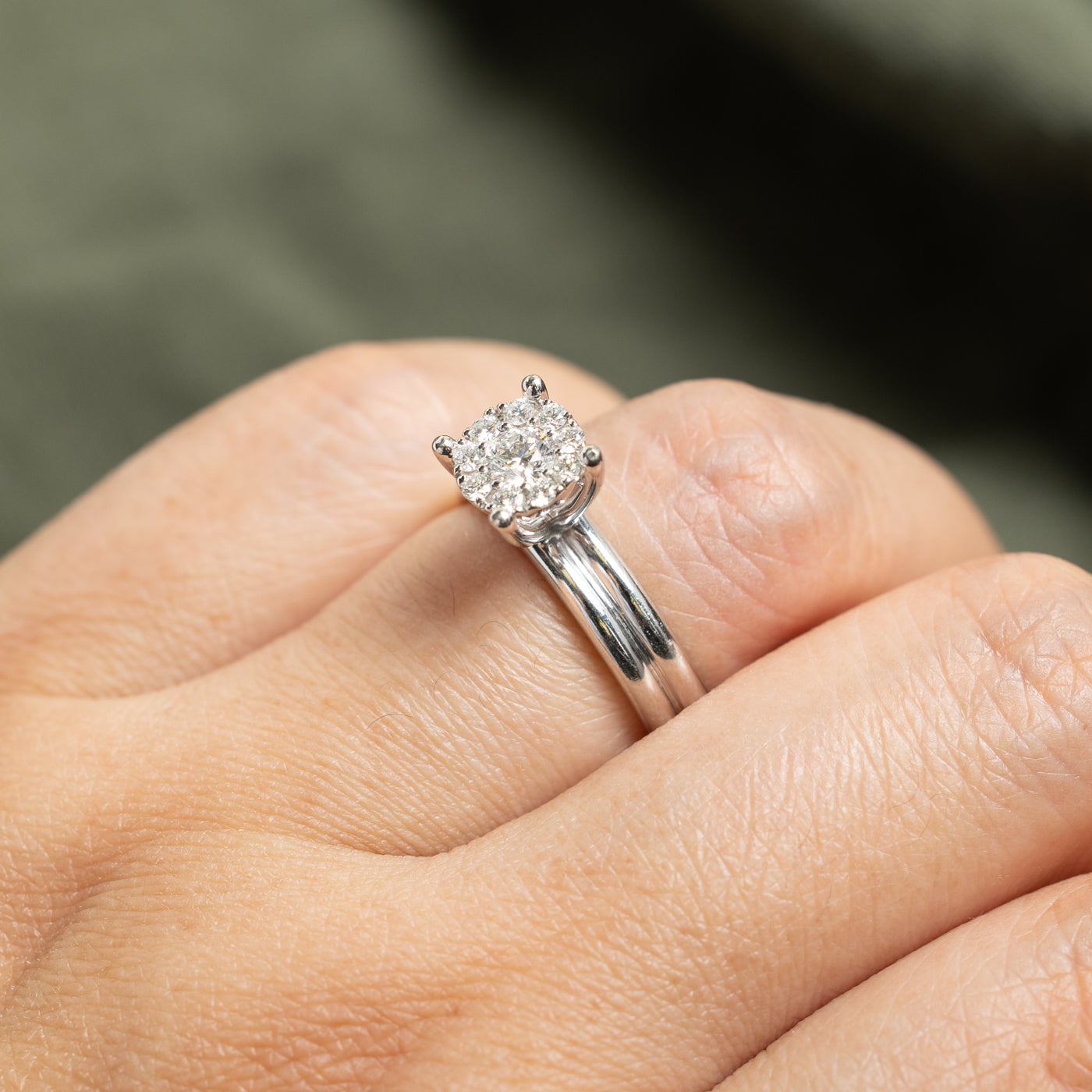 18k White Gold Diamond Halo Double Band Ring | 0.47ctw | SZ 7