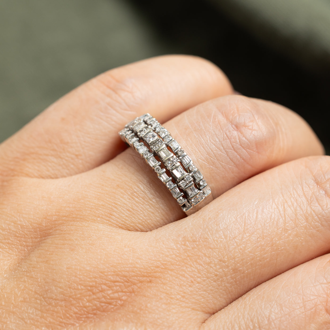 14k Multi Row Mixed Cut Diamond Band | 0.51ctw | 2.00mm | SZ 9.25