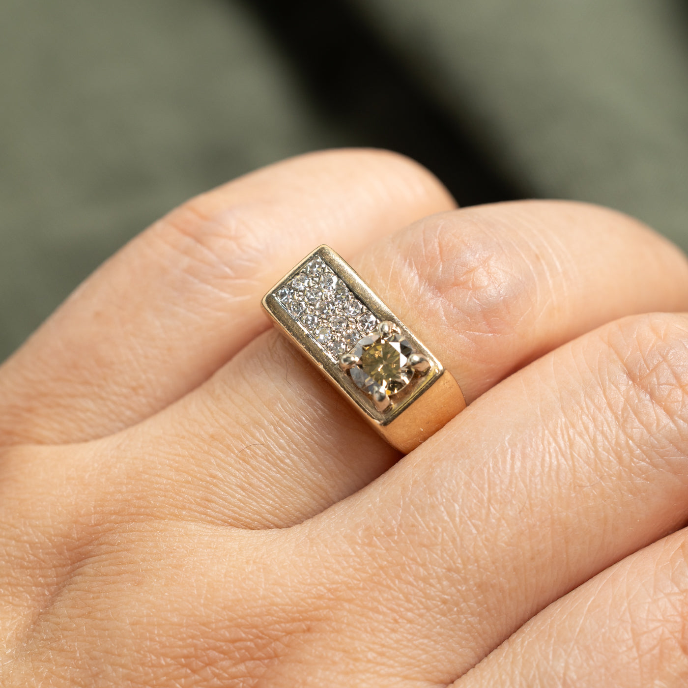 14k Brown & White Diamond Accented Geometric Cocktail Ring | 0.67ct SI1 Brown, 0.24ctw | SZ 6.75