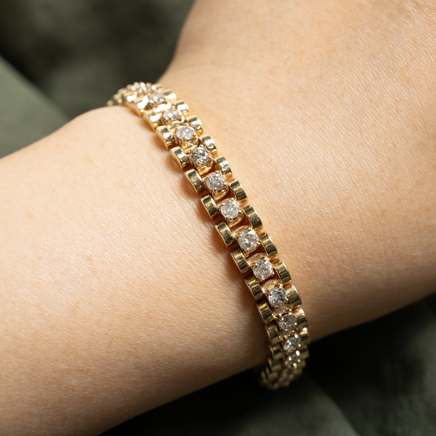 14k Diamond Panther Chain Tennis Bracelet | 4.00ctw | 7.5"