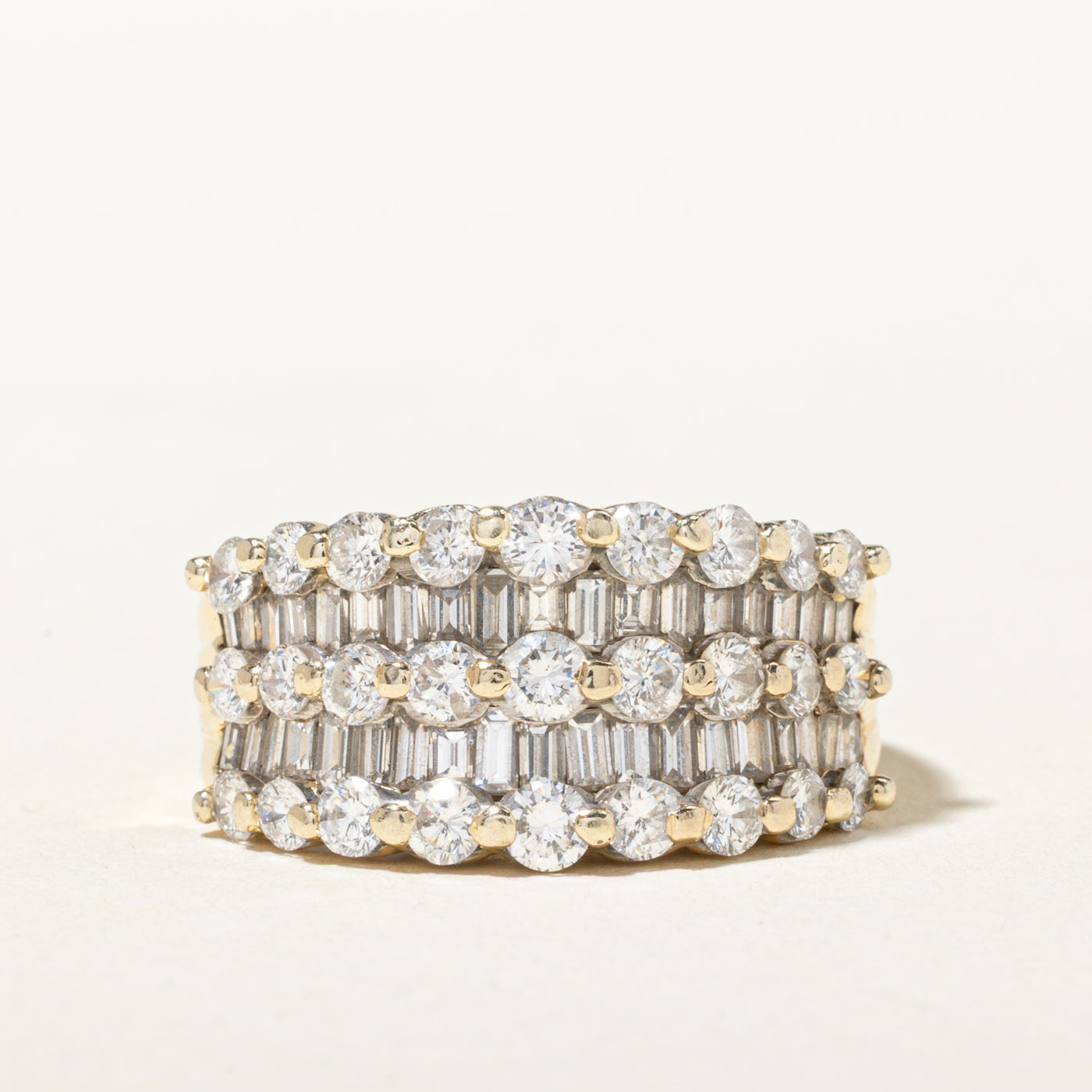 18k Yellow Gold Multi Row Multi Cut Diamond Band | 1.50mm | SZ 6