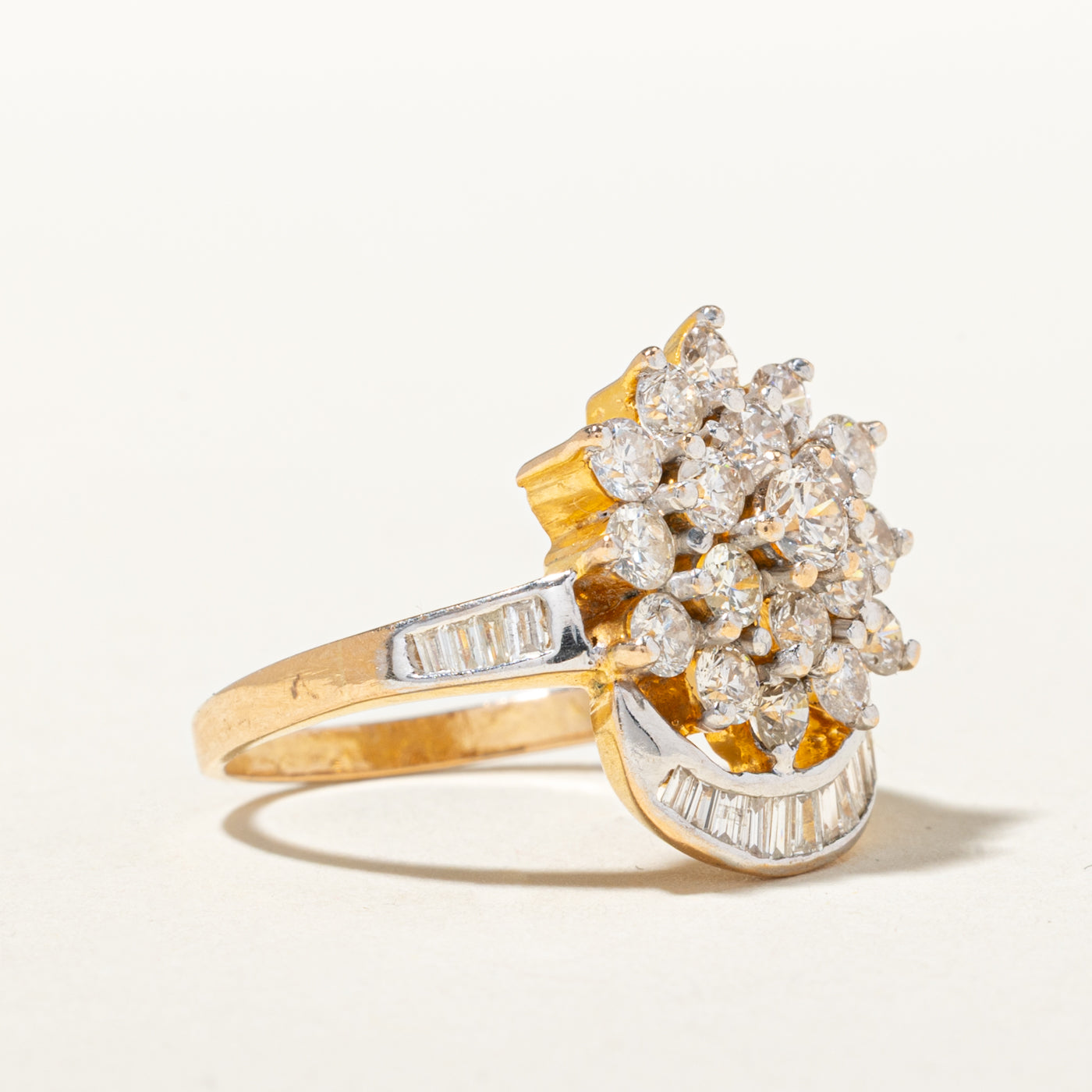 18k Diamond Floral Cluster Cocktail Ring | 1.99ctw | SZ 7.75