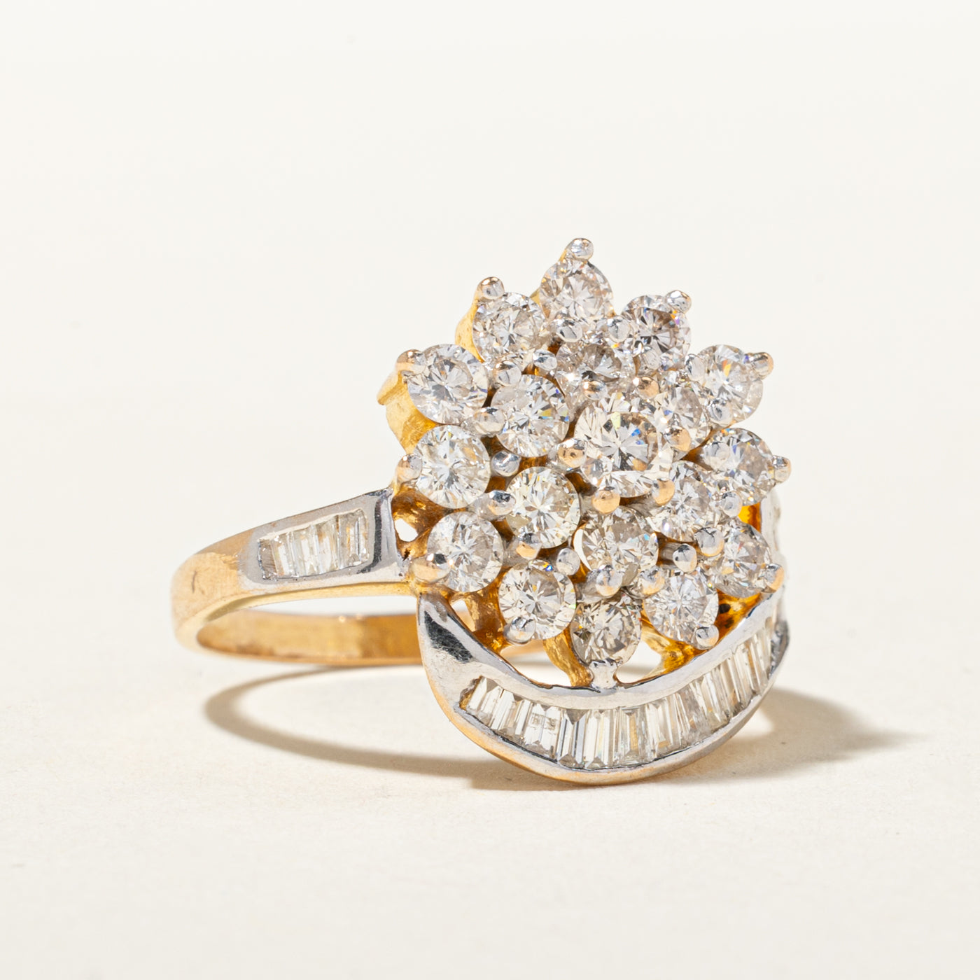 18k Diamond Floral Cluster Cocktail Ring | 1.99ctw | SZ 7.75