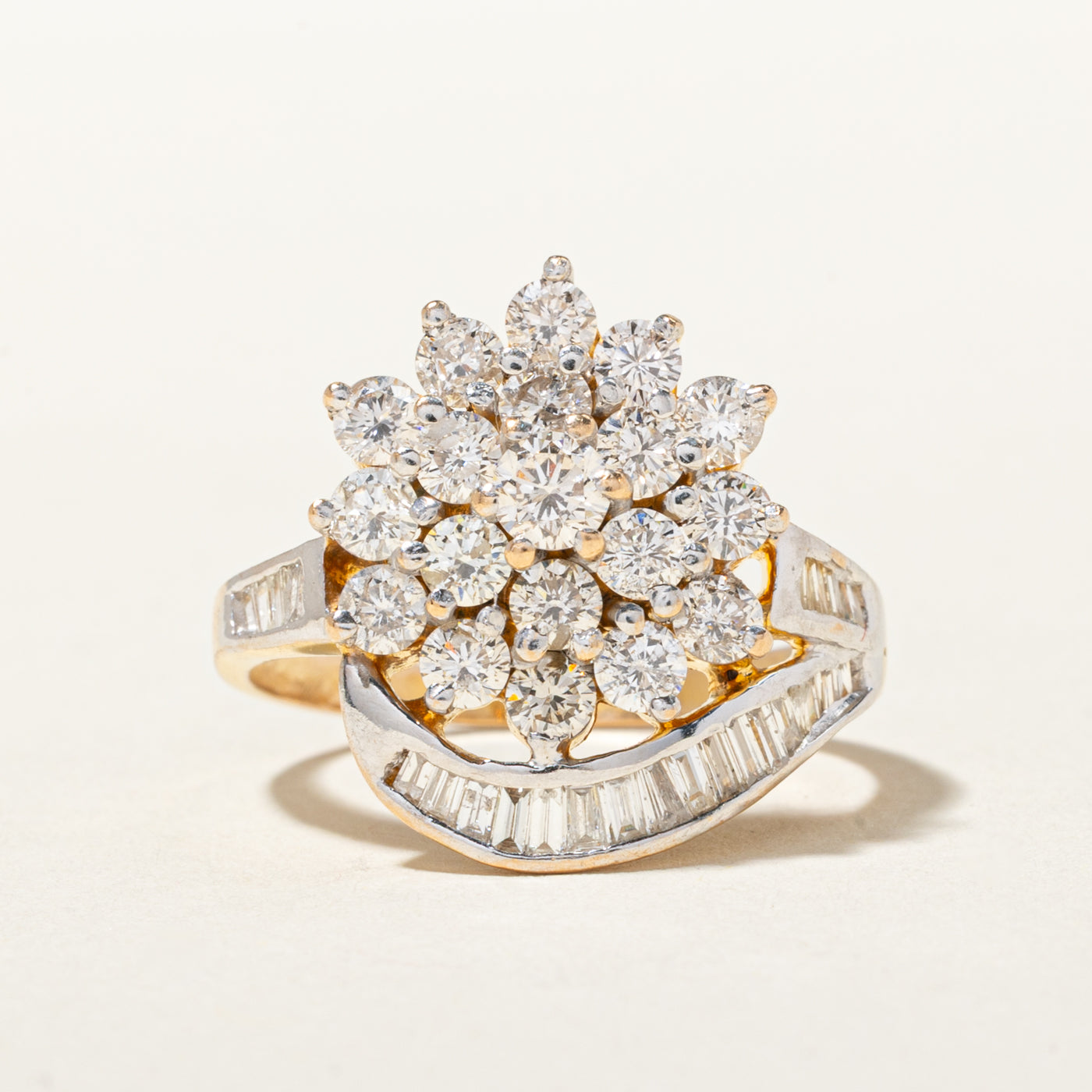 18k Diamond Floral Cluster Cocktail Ring | 1.99ctw | SZ 7.75