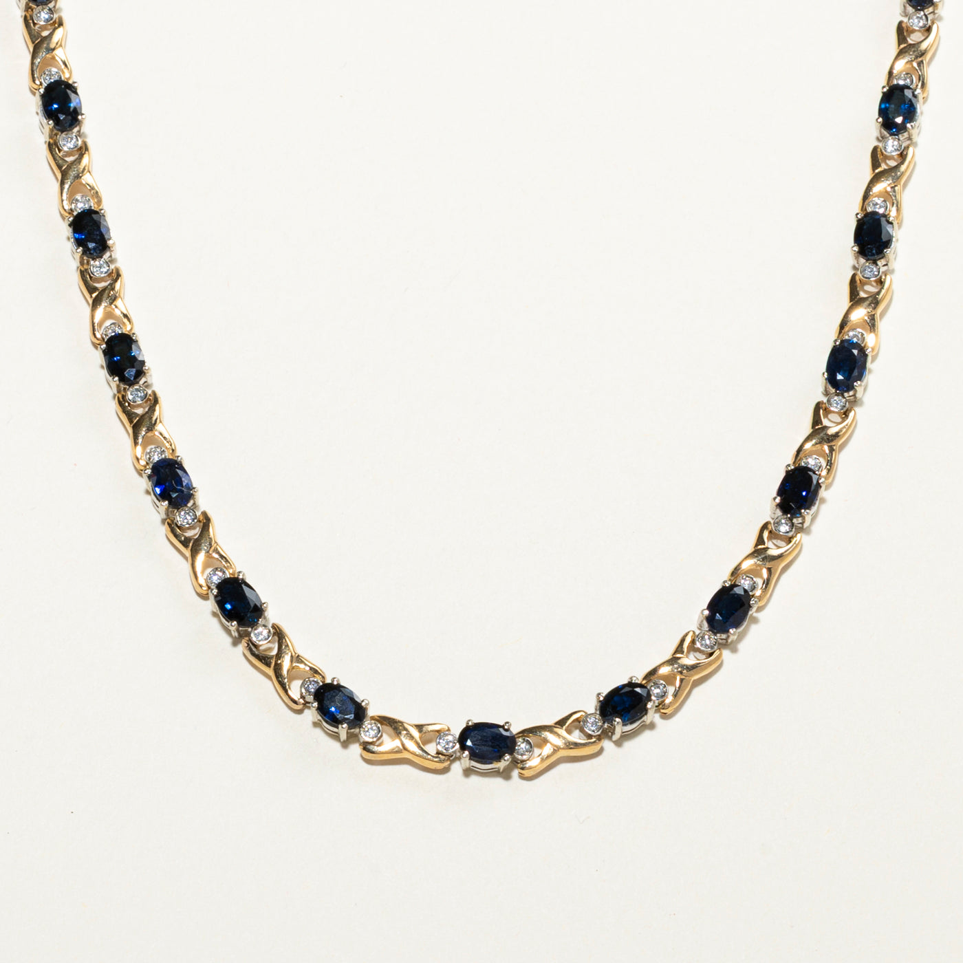 18k Eternity Sapphire & Diamond Gemstone Necklace | 12.63ct, 0.70ctw | 16.5"