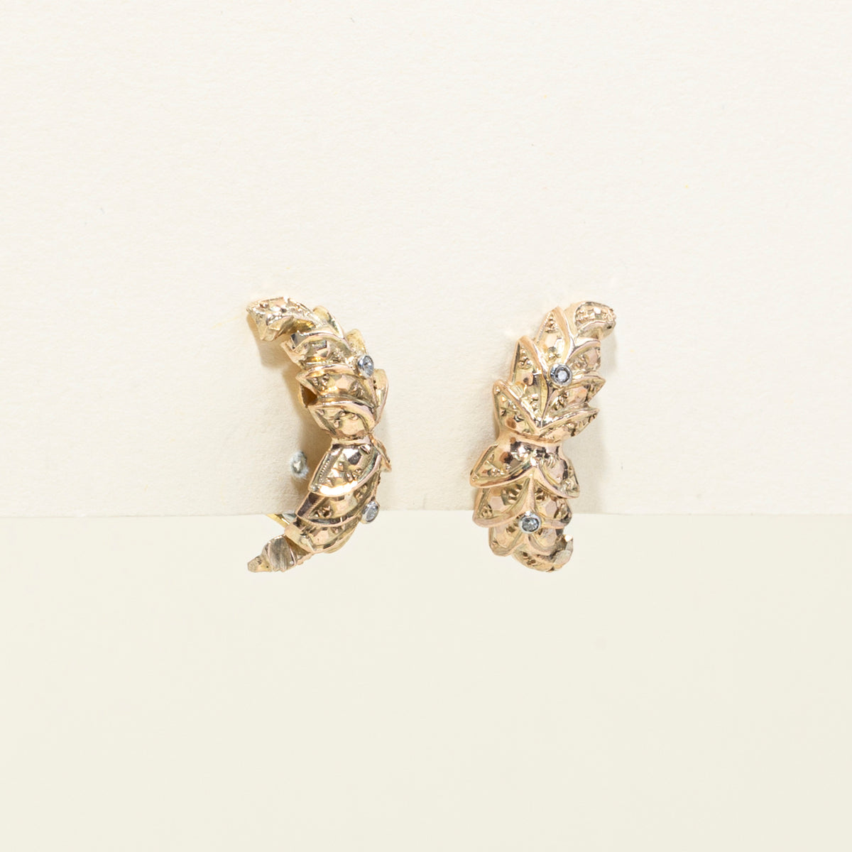 18k Old European Cut Diamond Floral Clip-On Earrings | 0.06ctw