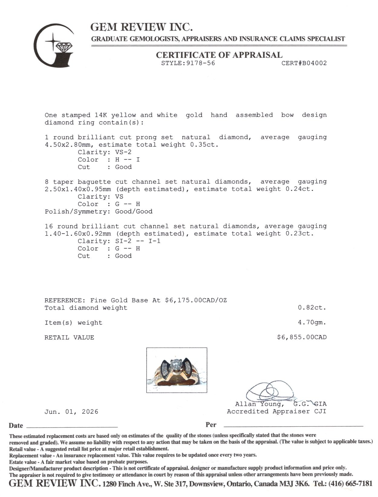 14k Diamond Channel Set Accented Bow Ring | 0.35 VS2 H/I, 0.47ctw | SZ 4