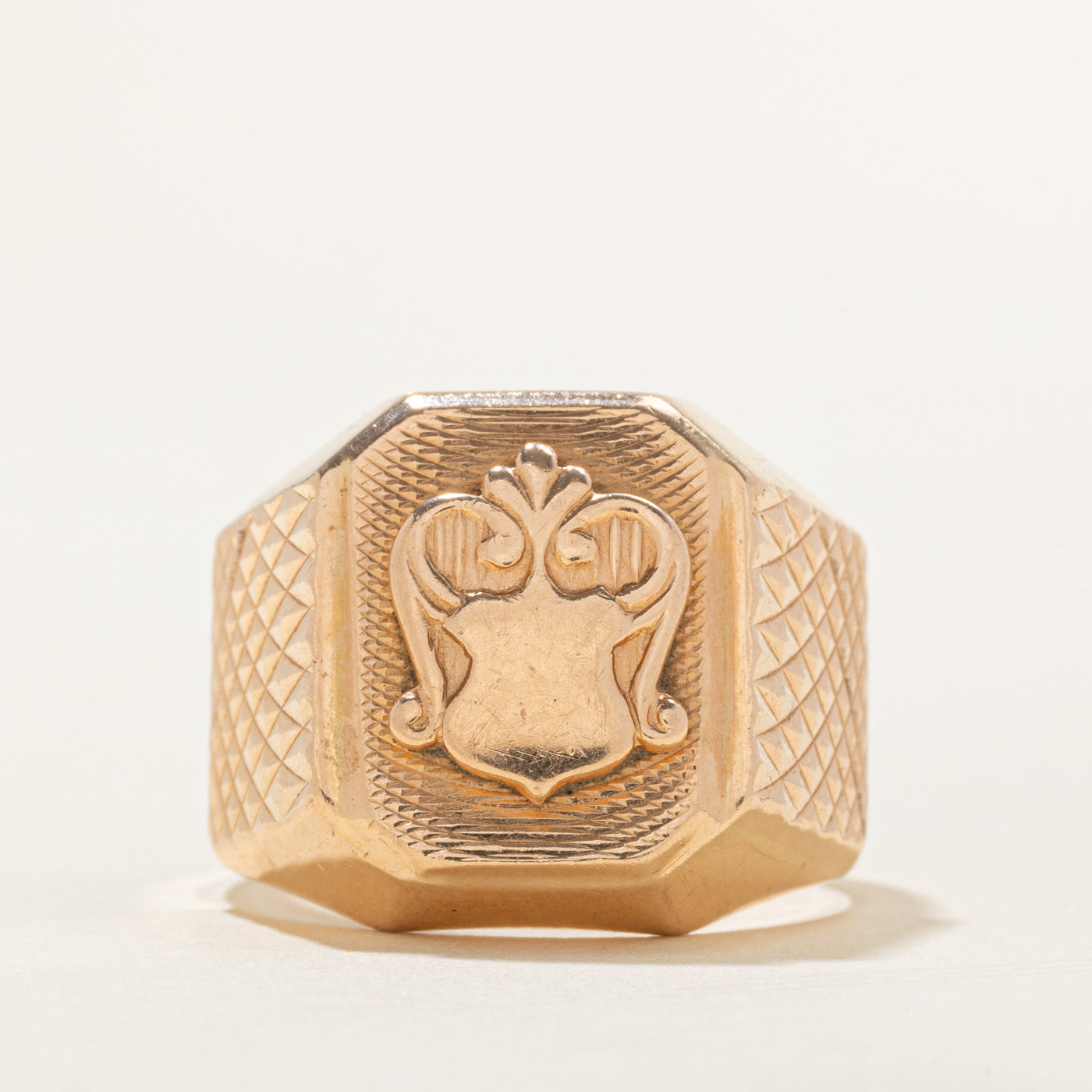 1977 Soviet Hallmarked Azerbaijani Textured Shield Ring | SZ 12.25 |