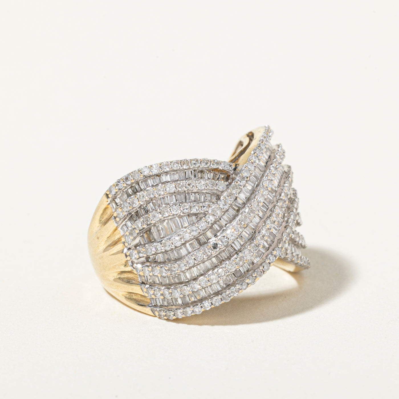 14k Multi Row Diamond Crossover Ring | 1.93ctw | SZ 7