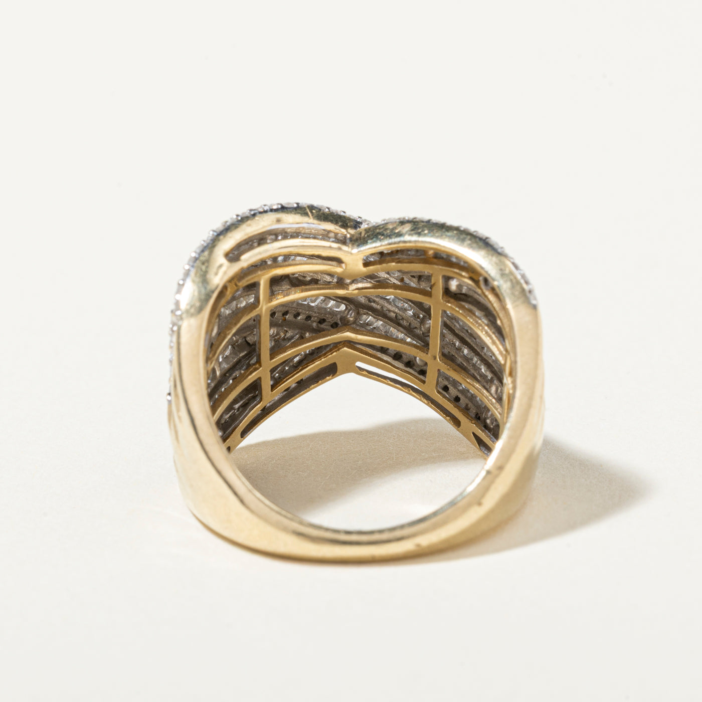 14k Multi Row Diamond Crossover Ring | 1.93ctw | SZ 7