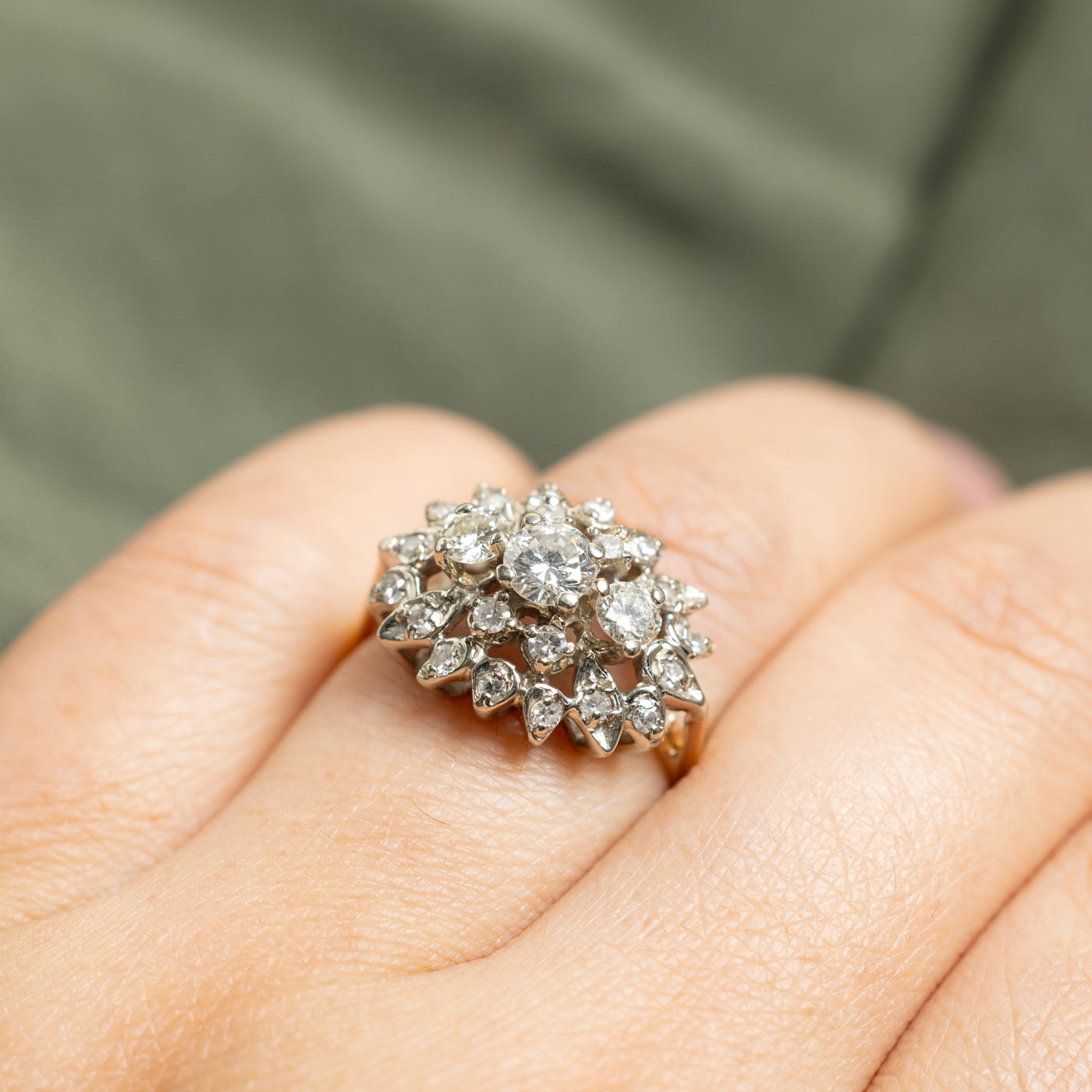 'Courtship' 14k White Gold Diamond Cluster Ring | 0.97ctw | SZ 6.5