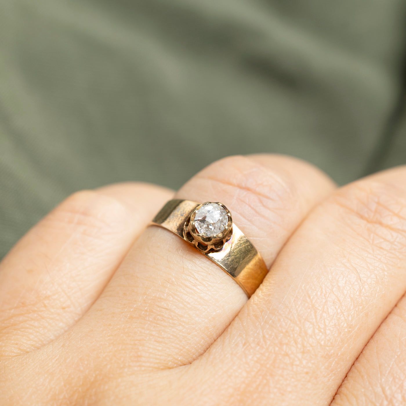 Antique 14k Old European Cut Diamond Ring | 0.41ct I2 F/G | SZ 6.75