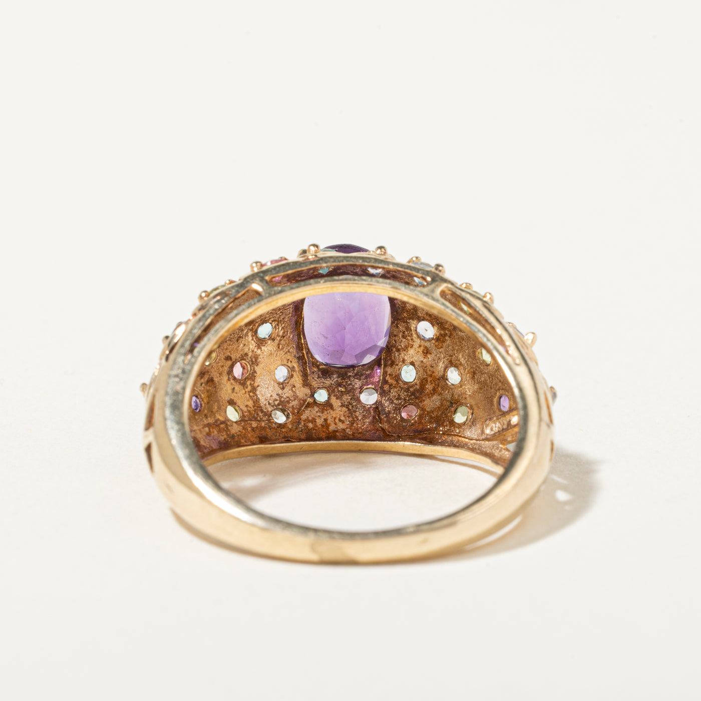 10k Amethyst & Multi Gemstone Accented Cocktail Ring | 2.50ctw | SZ 9.75