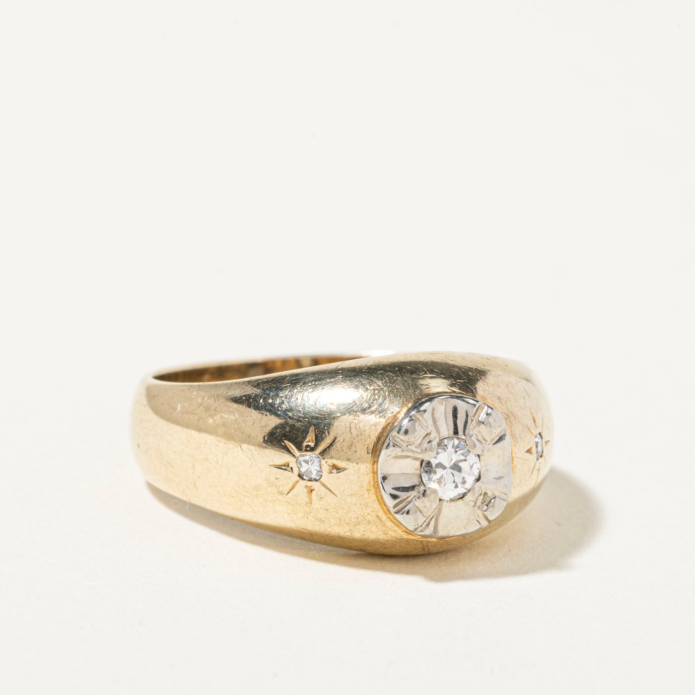 10k Illusion Set Diamond Accented Dome Ring | 0.17ctw | SZ 9.75