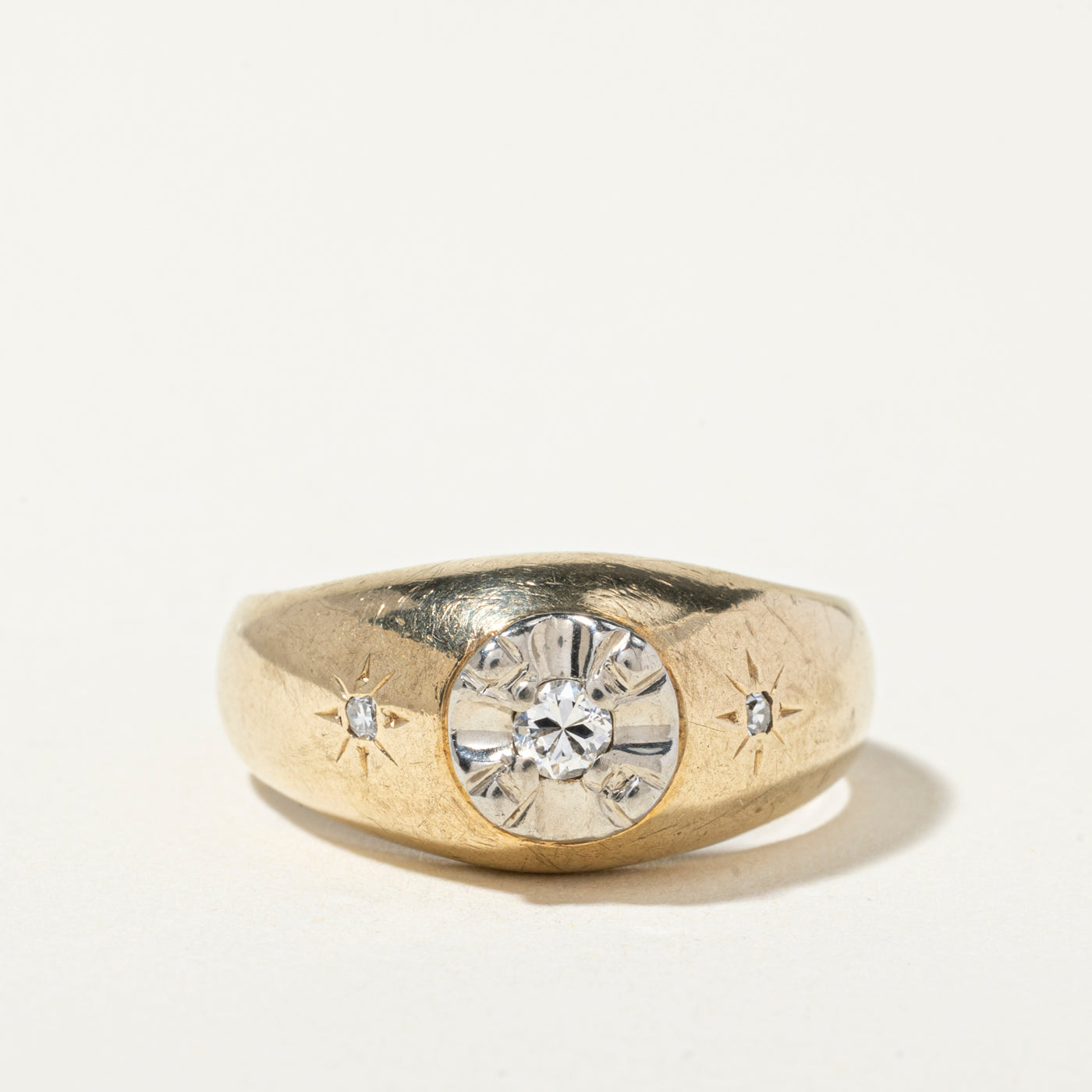 10k Illusion Set Diamond Accented Dome Ring | 0.17ctw | SZ 9.75