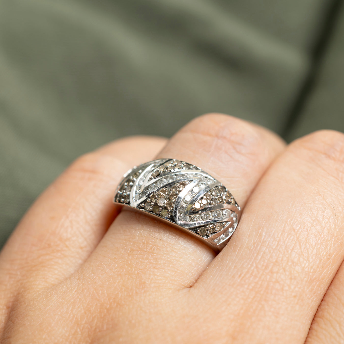 10k Diamond Pave Zigzag Design Ring | 0.90ctw | SZ 7