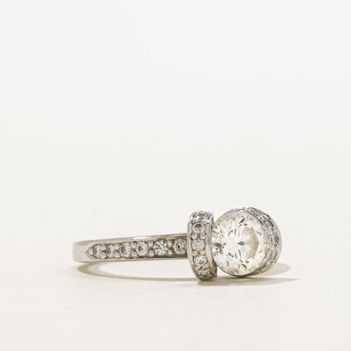 'Tiffany & Co.' Ribbon Engagement Ring in Platinum | 0.73ct VVS1 H Ex, 0.30ctw | SZ 5