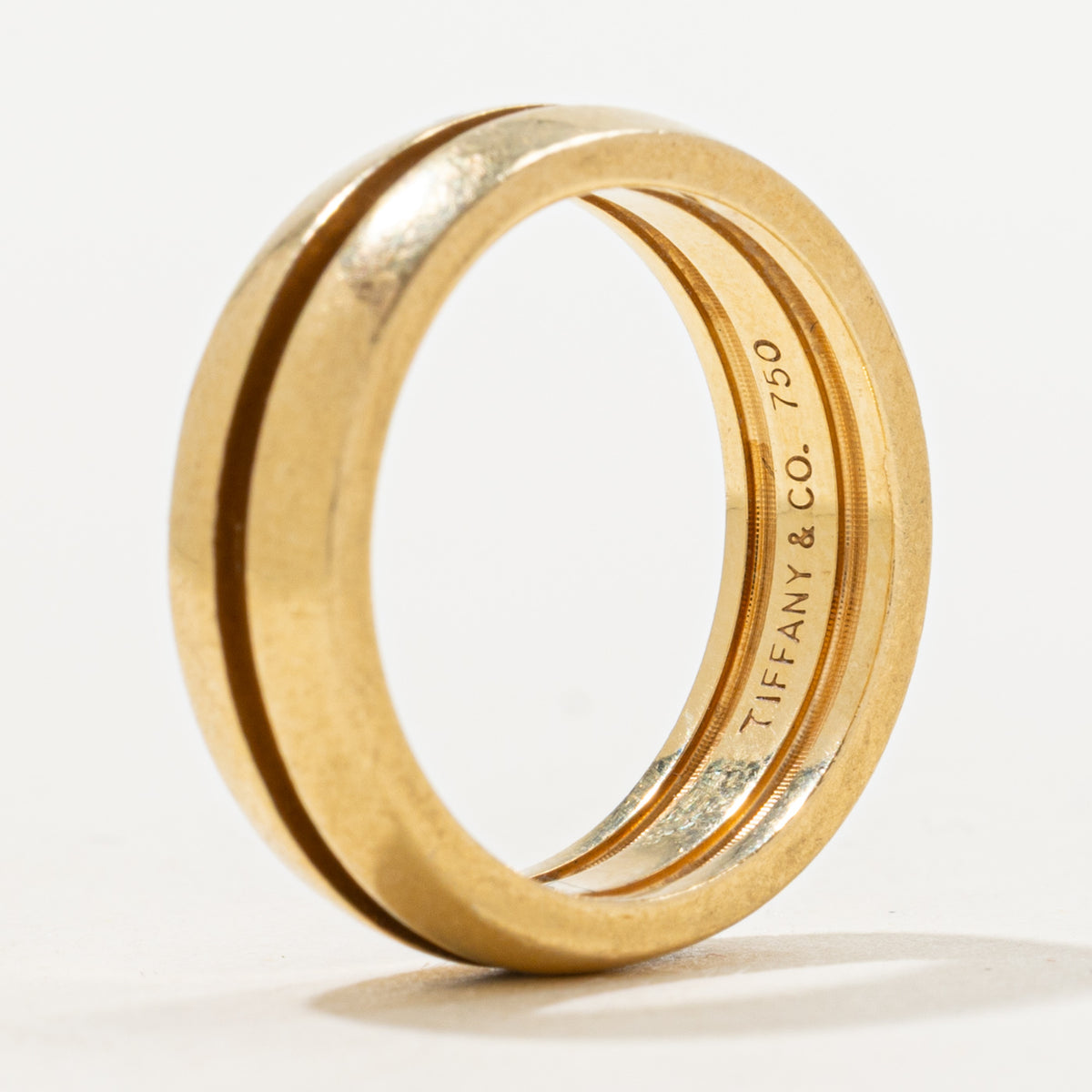 'Tiffany & Co.' Atlas 18k Gold Groove Ring | 6mm | SZ 6.5