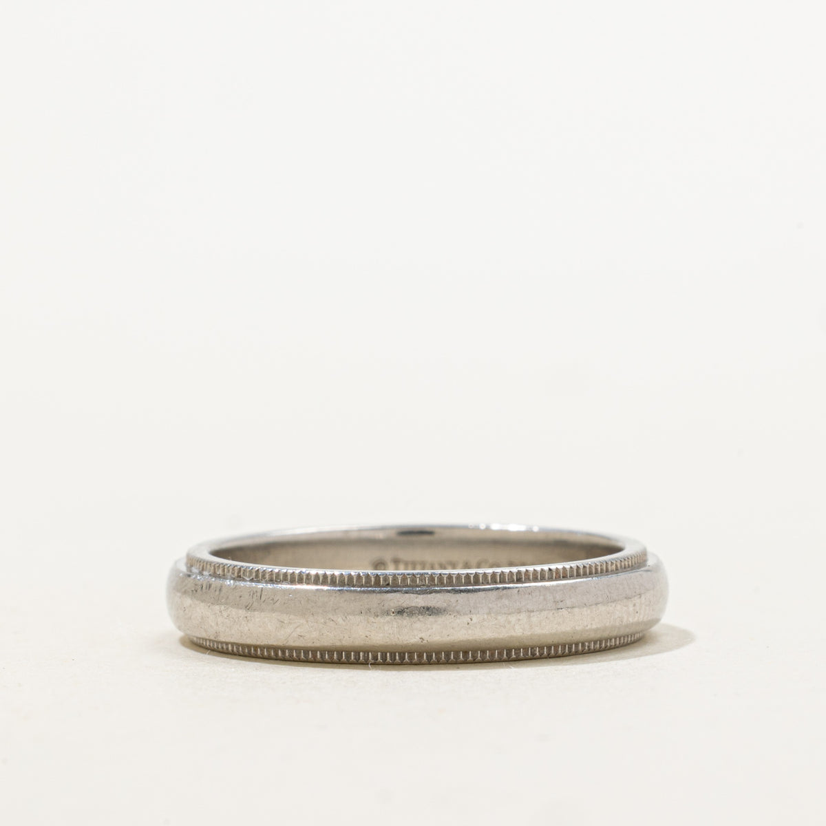 'Tiffany & Co.' Tiffany Together Milgrain Band Ring in Platinum | 4mm | | SZ 9
