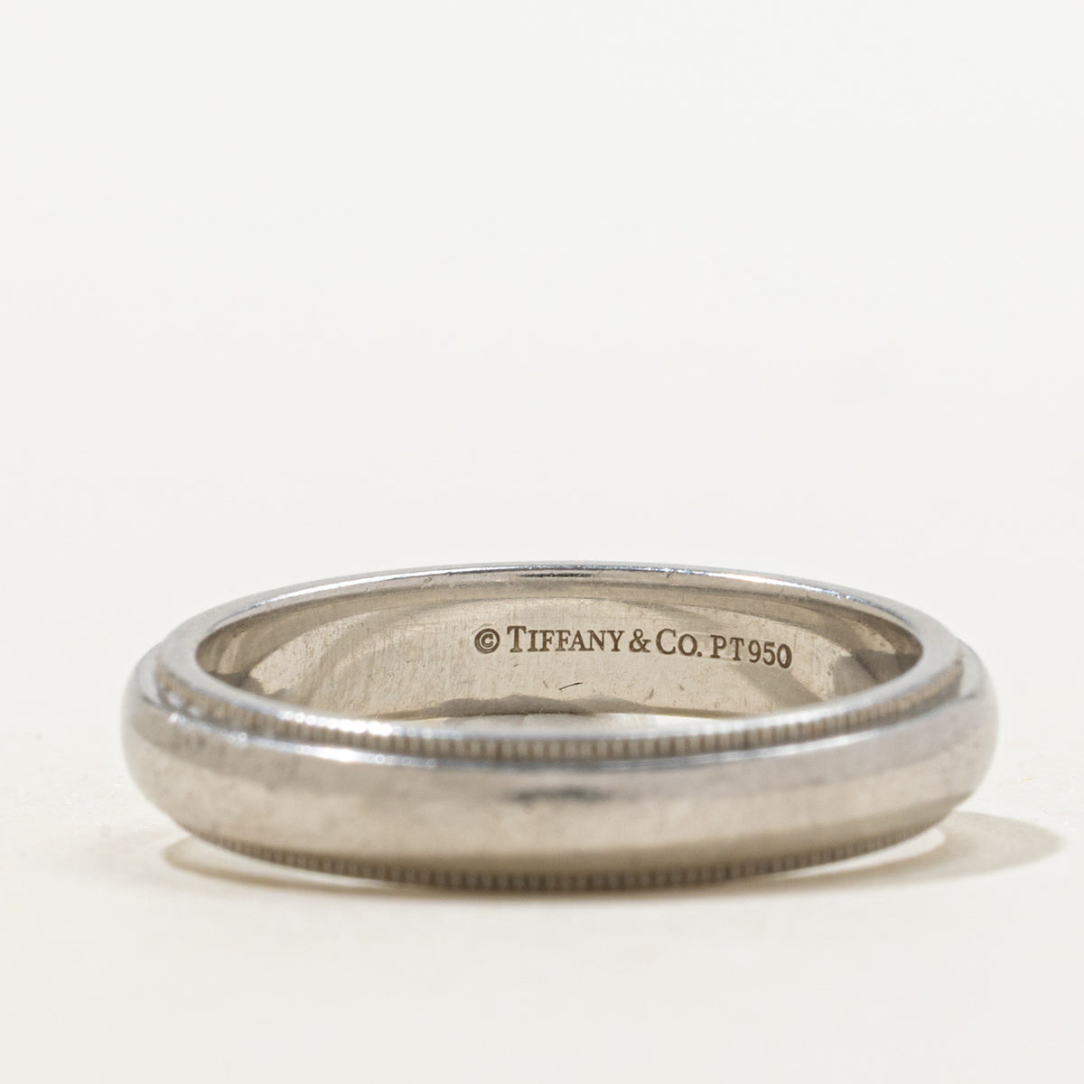 'Tiffany & Co.' Tiffany Together Milgrain Band Ring in Platinum | 4mm | | SZ 9