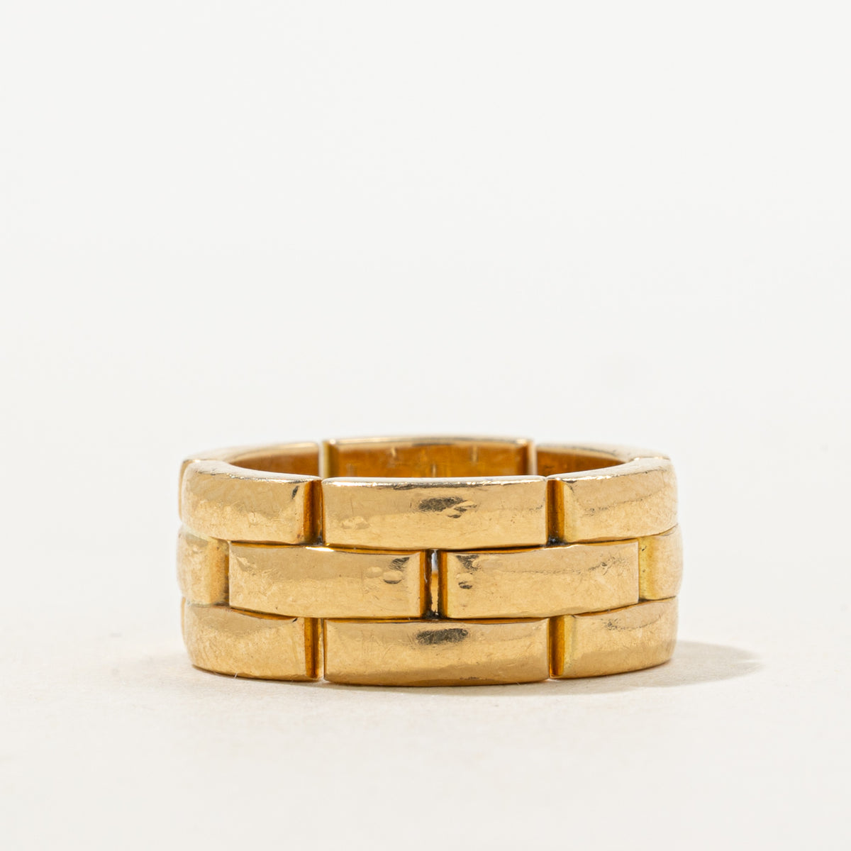 'Cartier' Mallion Panthére Triple Row Yellow Gold Ring | 7.9mm | SZ 5