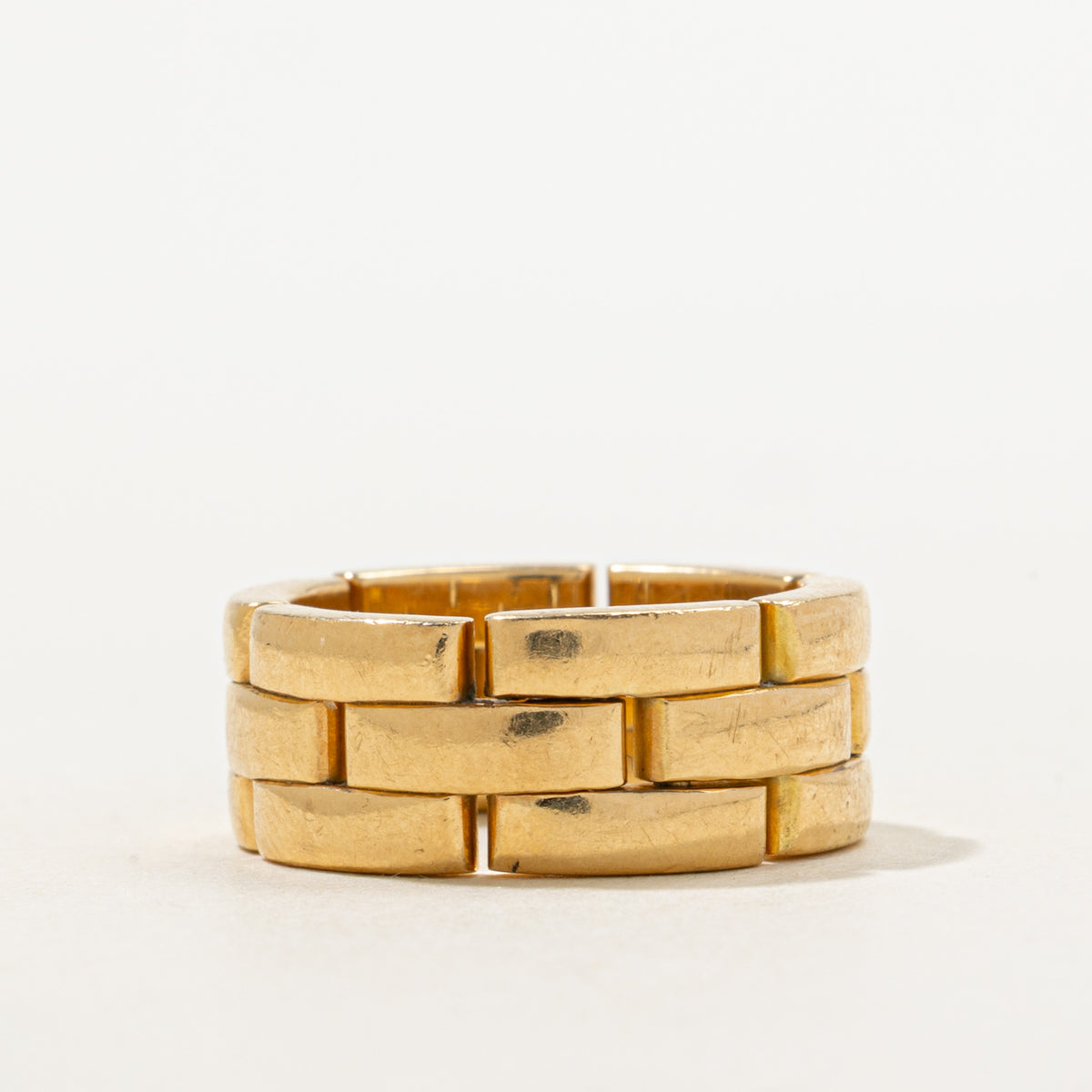 'Cartier' Mallion Panthére Triple Row Yellow Gold Ring | 7.9mm | SZ 5
