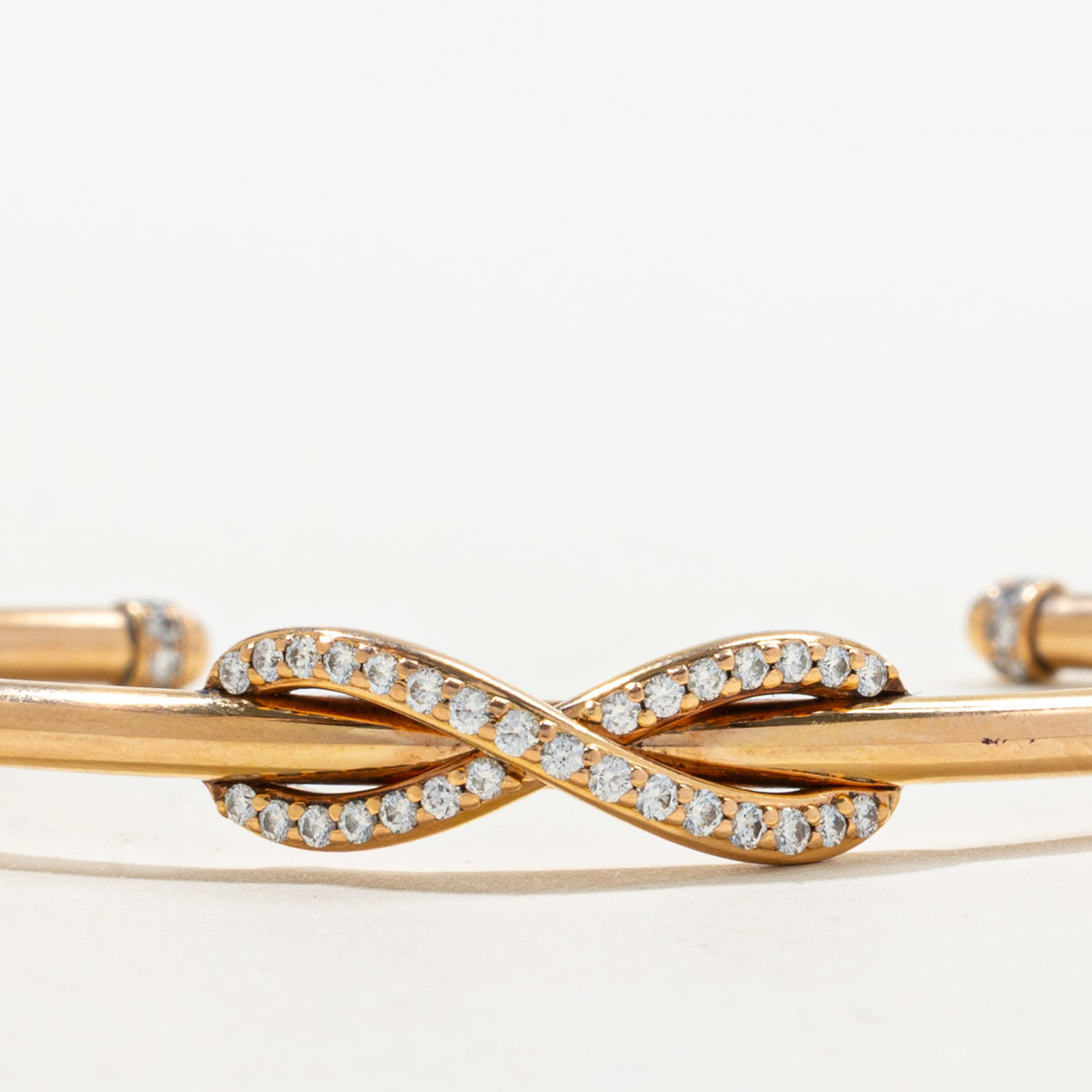 'Tiffany & Co.' 18K Rose Gold Diamond Infinity Cuff Bangle Bracelet | 0.39ctw | 5.5"