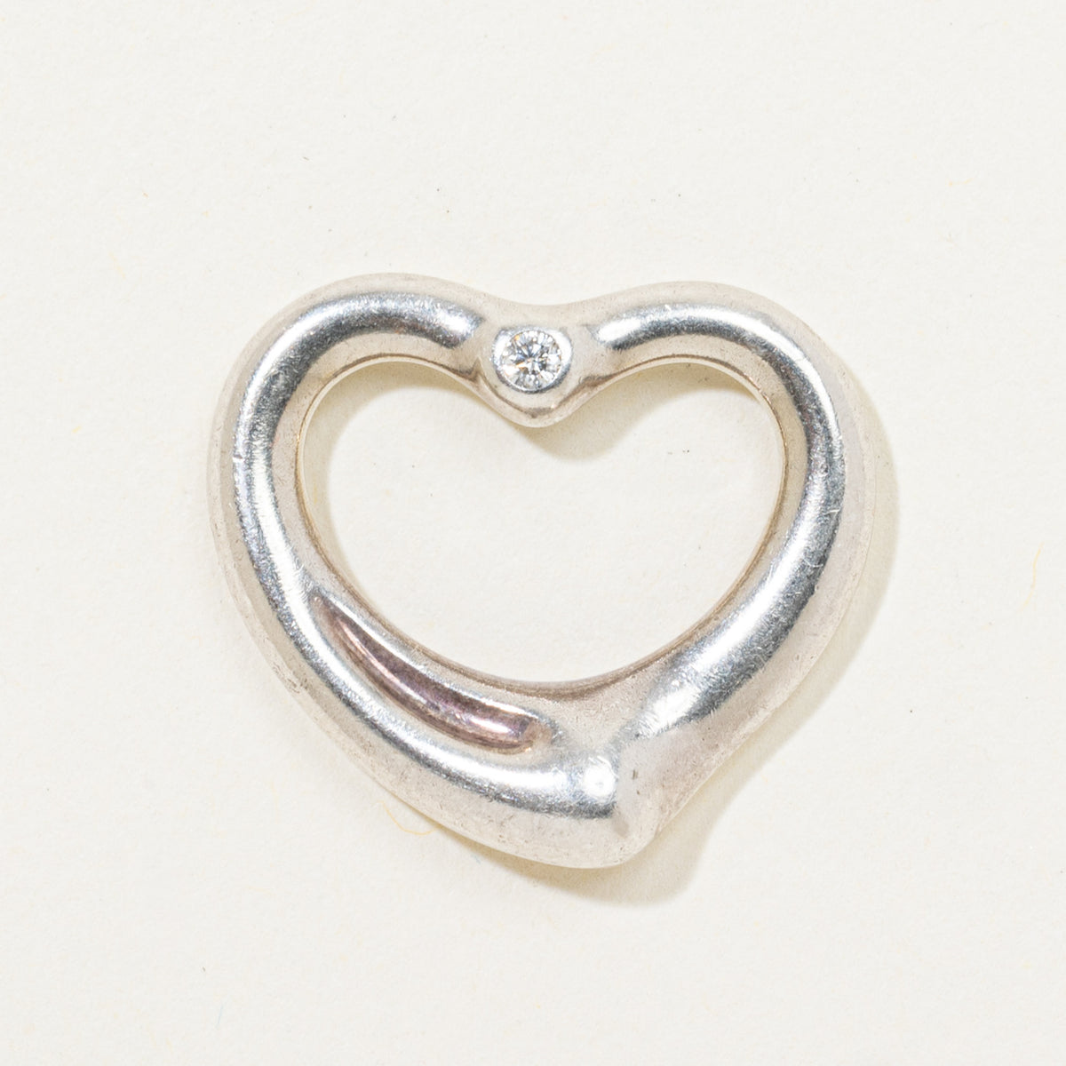 'Tiffany & Co.' Sterling Silver Diamond Open Heart Pendant | 0.05ctw