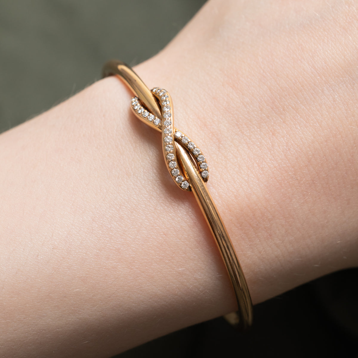 'Tiffany & Co.' 18K Rose Gold Diamond Infinity Cuff Bangle Bracelet | 0.39ctw | 5.5"