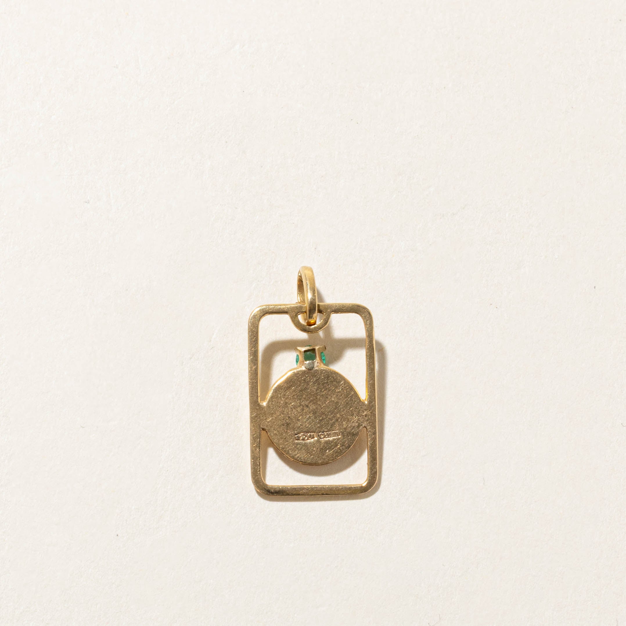 Italian 18k Emerald Aries Zodiac Pendant