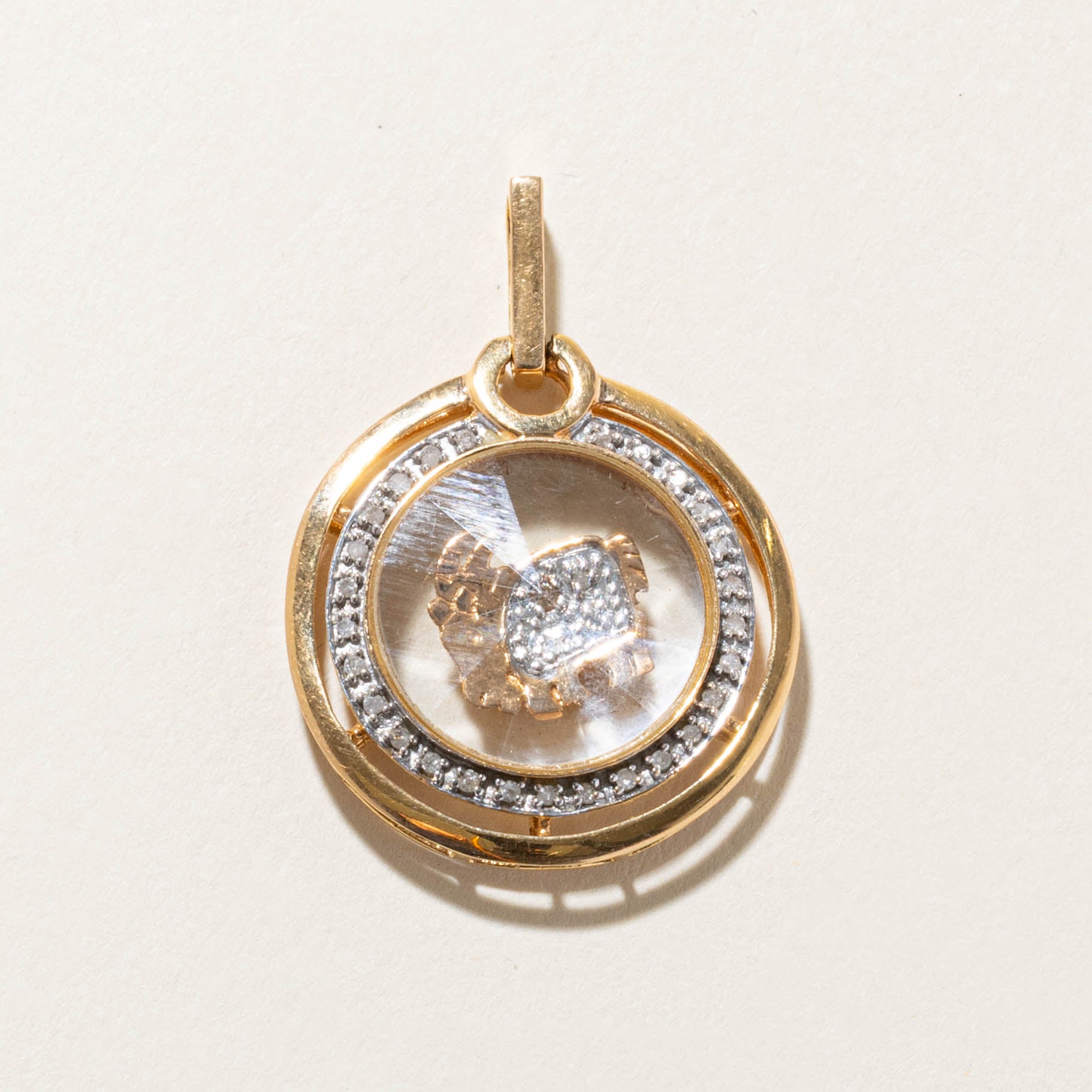 18k Diamond Aries Zodiac Spinning Pendant