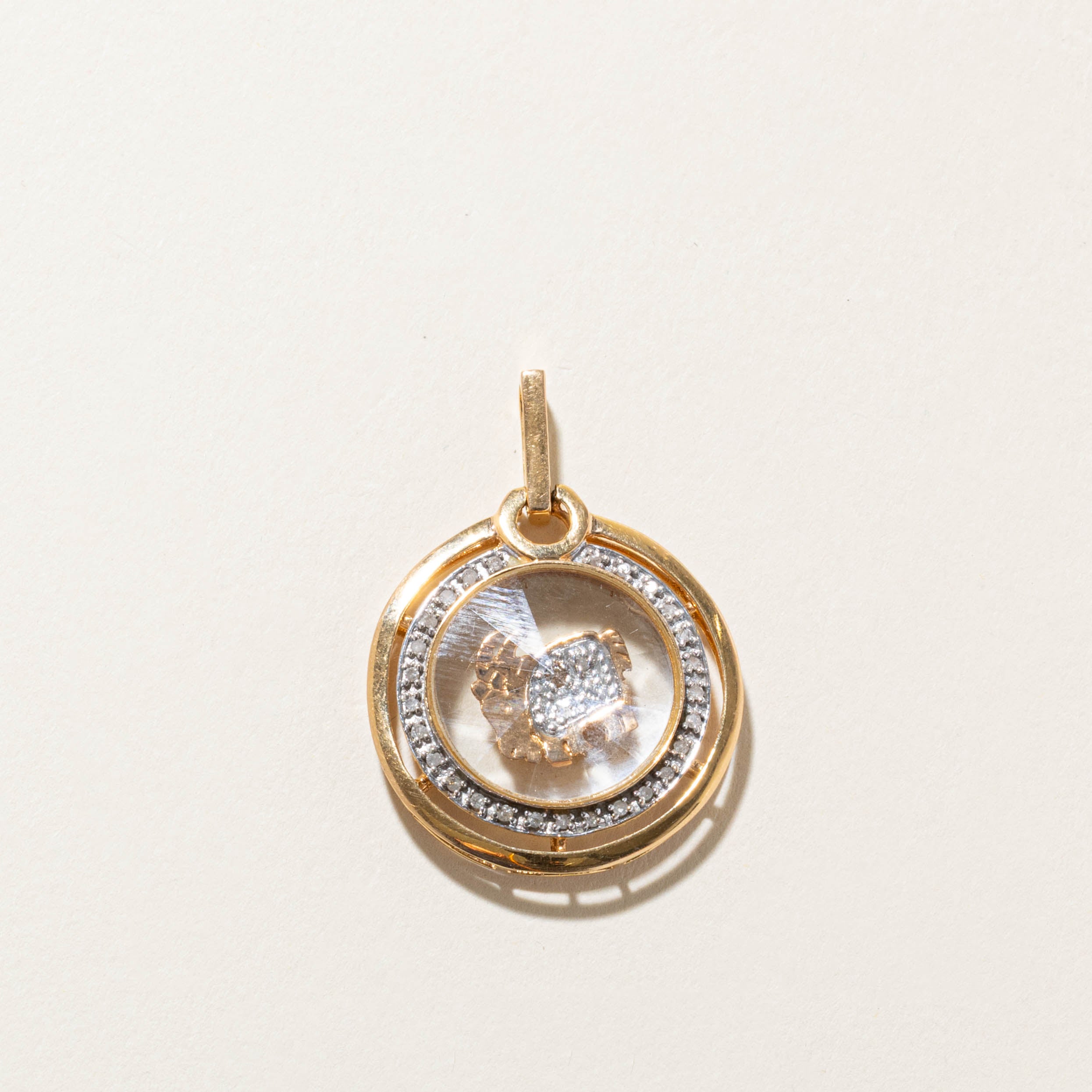 18k Diamond Aries Zodiac Spinning Pendant