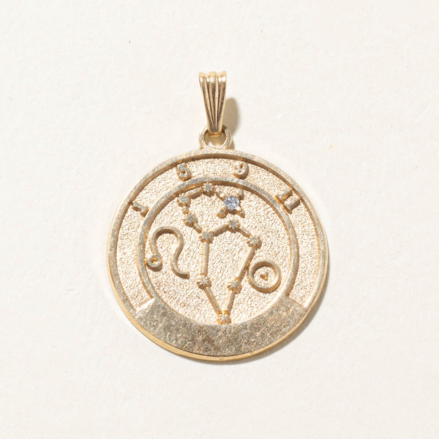 10k Diamond Leo Zodiac Pendant