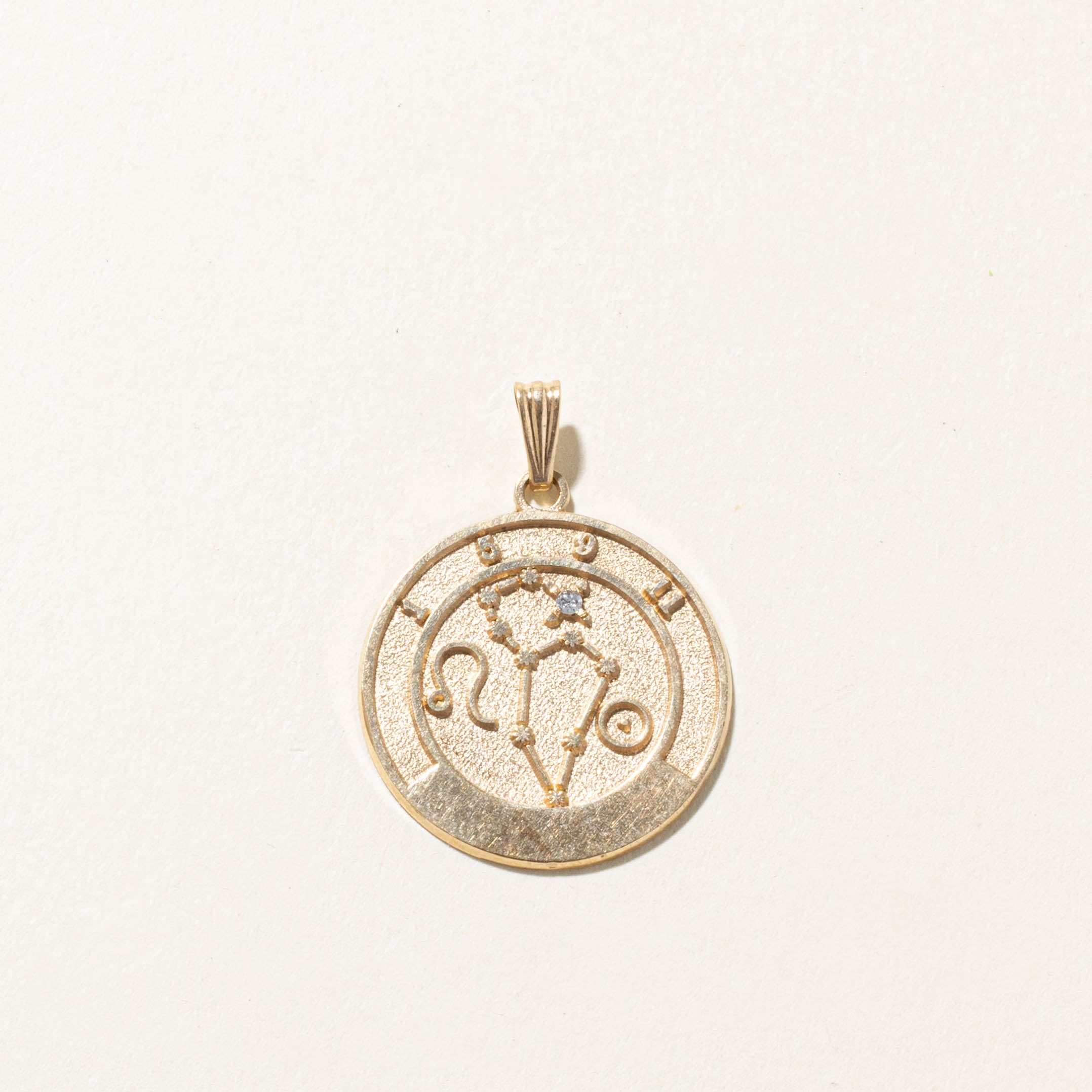 10k Diamond Leo Zodiac Pendant