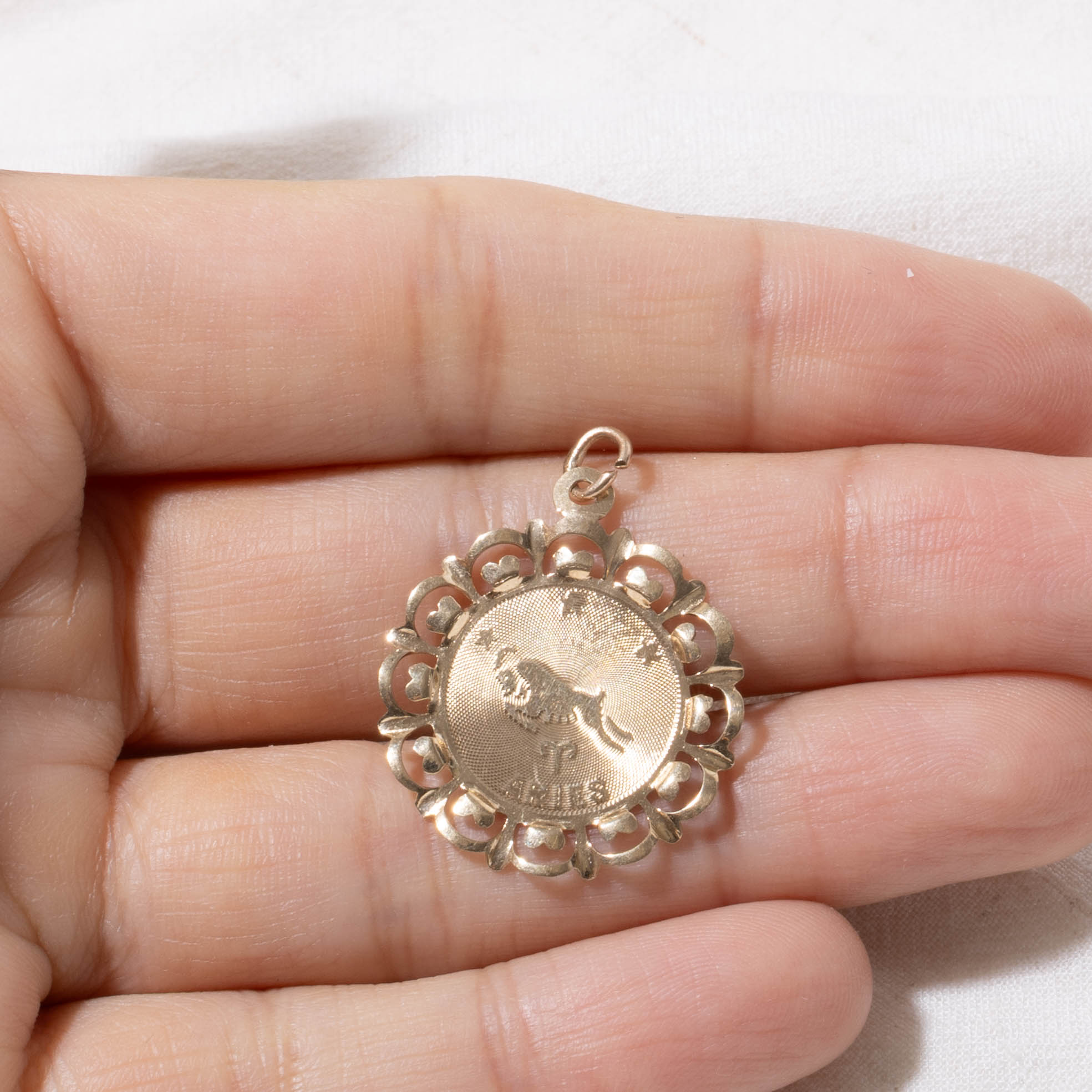 14k Aries Zodiac Pendant