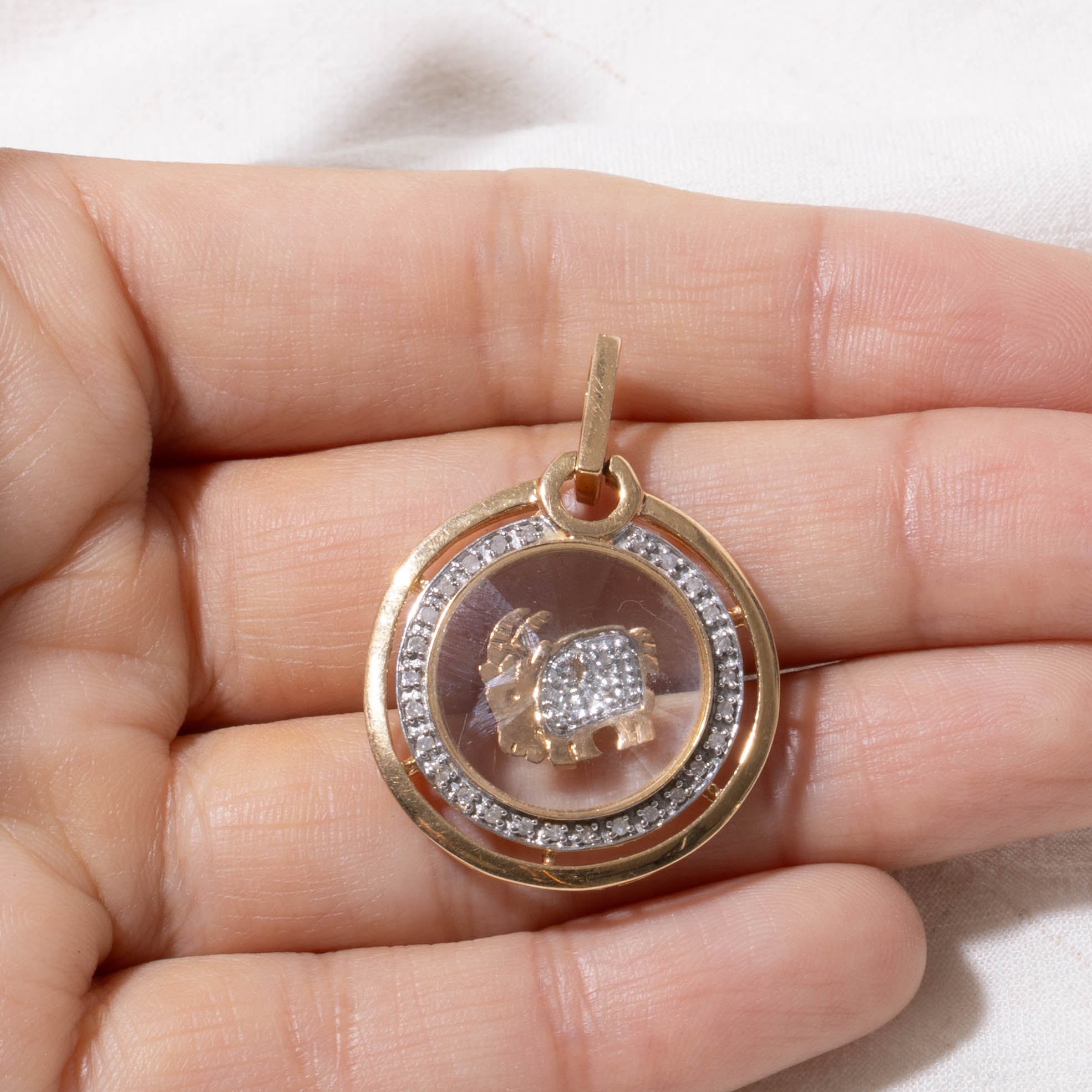 18k Diamond Aries Zodiac Spinning Pendant