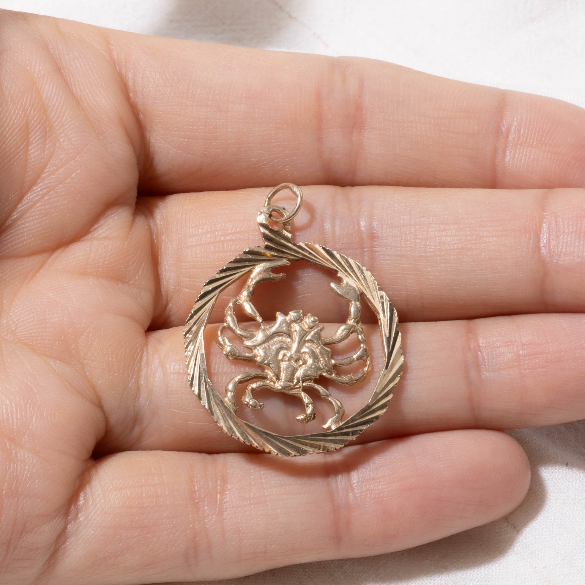 10k Cancer Zodiac Pendant