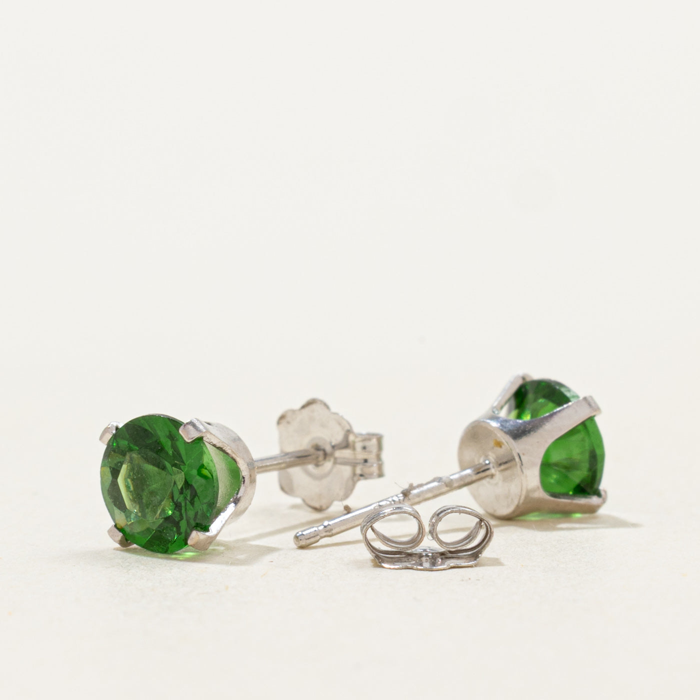 14k Solitaire Tsavorite Garnet Stud Earrings | 1.00ctw