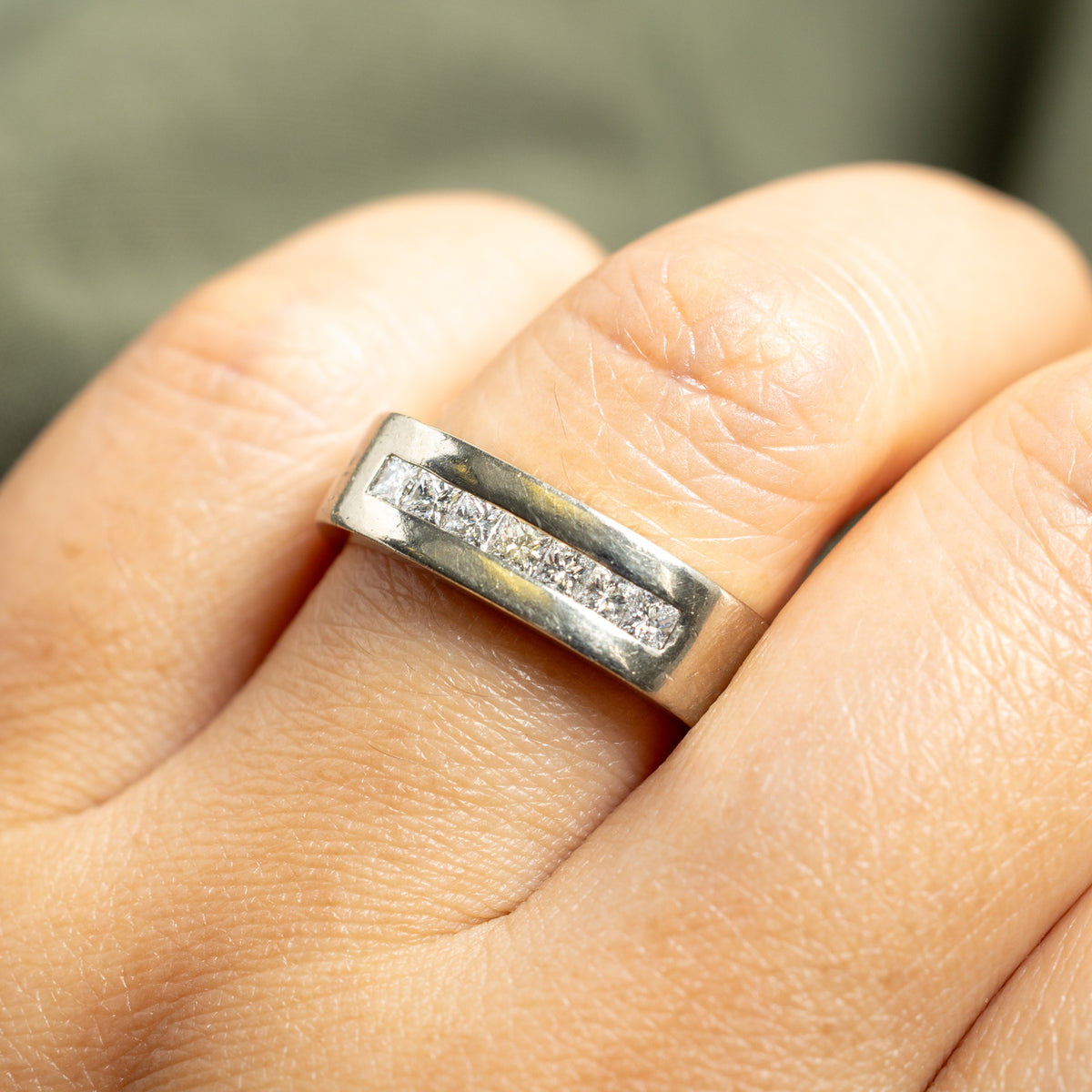 14k Semi Eternity Princess Cut Diamond Band | 0.50ctw | 6mm | SZ 7.75