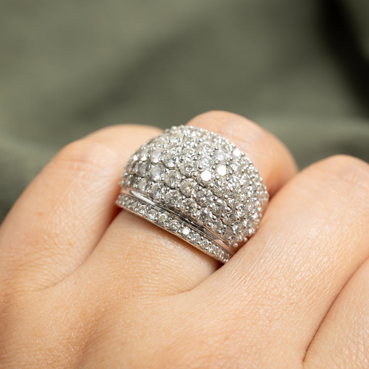 14k Multi Row Diamond Dome Ring | 3.40ctw | SZ 7