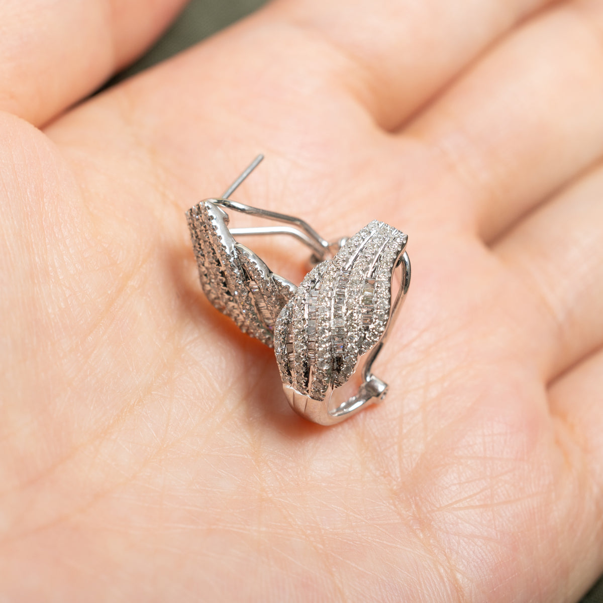 10k Multi Row Diamond Waterfall Drop Earrings | 0.93ctw