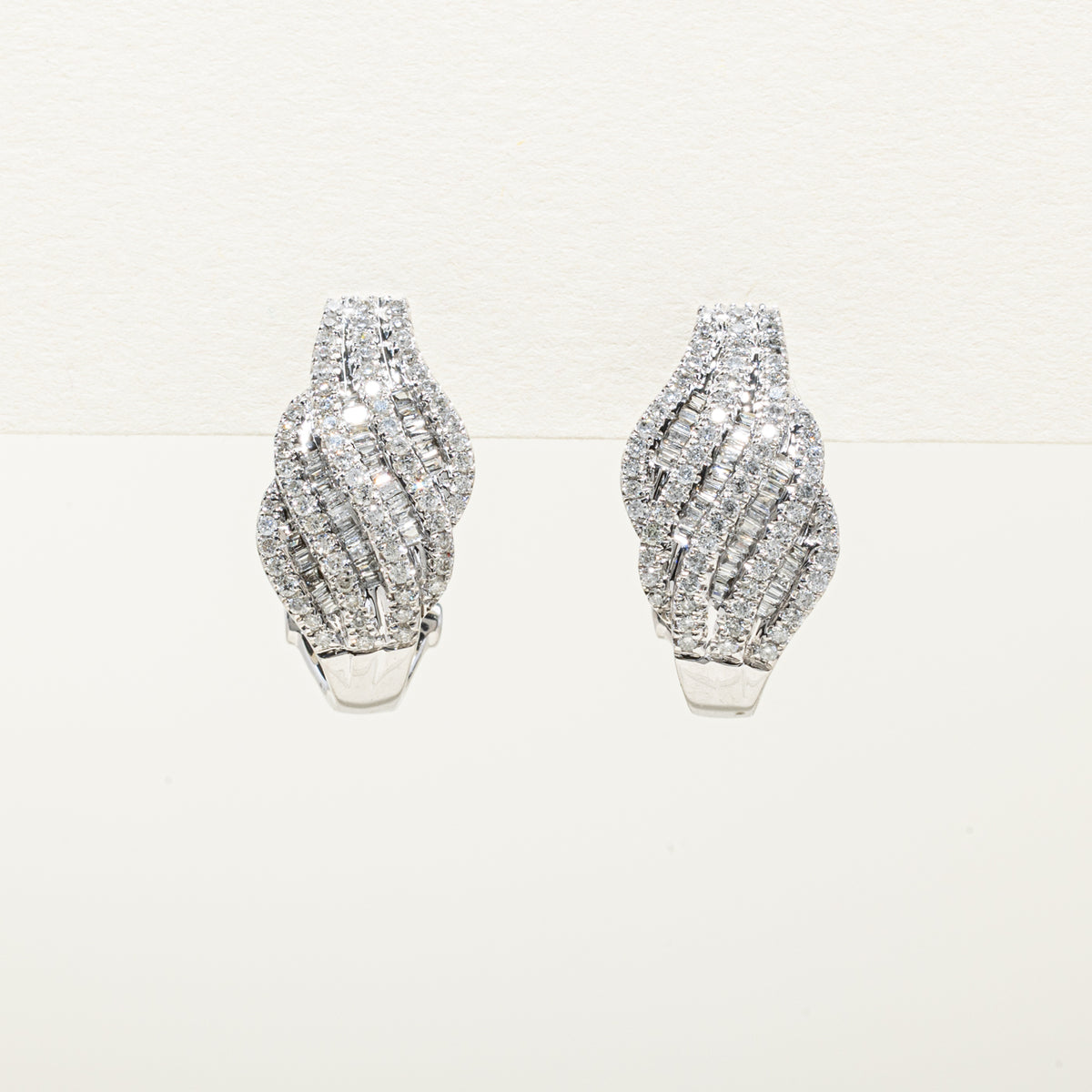 10k Multi Row Diamond Waterfall Drop Earrings | 0.93ctw