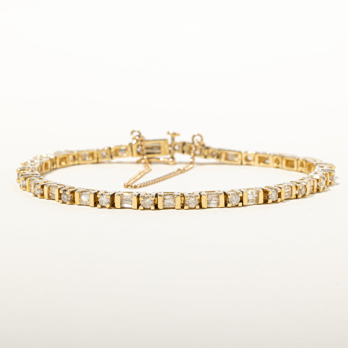 14k Eternity Mixed Cut Diamond Geometric Tennis Bracelet | 2.18ctw | 7"