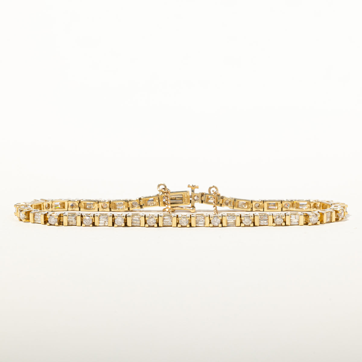 14k Eternity Mixed Cut Diamond Geometric Tennis Bracelet | 2.18ctw | 7"