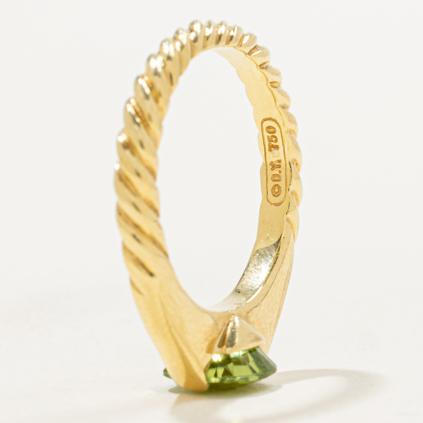 'David Yurman' 18k Peridot Cable Ring | 1.25ct | SZ 7