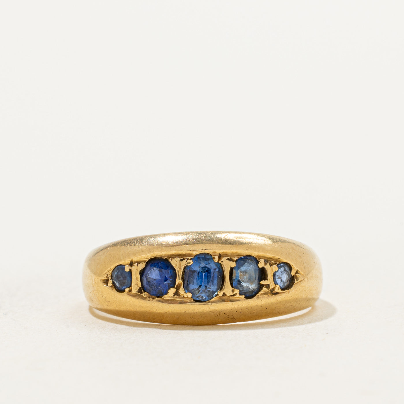 Late Victorian 18k Antique Cut Sapphire Boat Ring | 0.5ctw | SZ 6