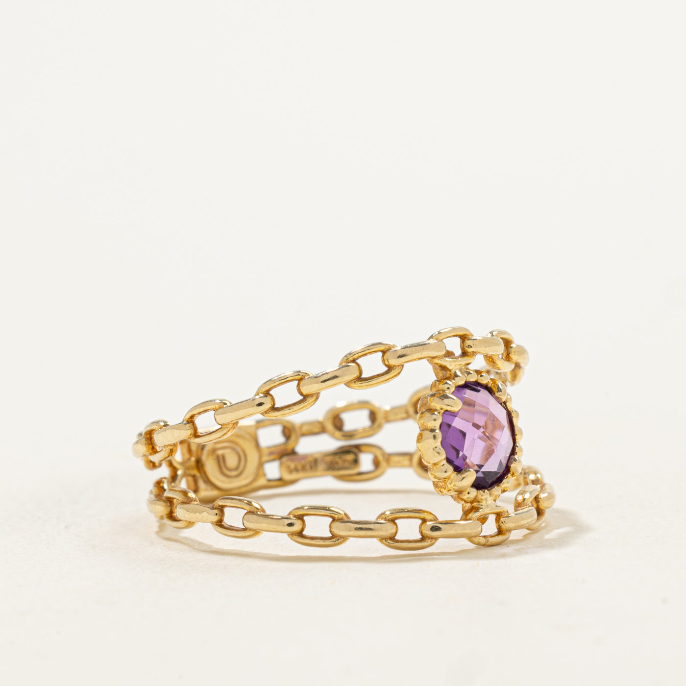 Italian 14k Amethyst Openwork Chain Ring | 0.80ct | SZ 9.75