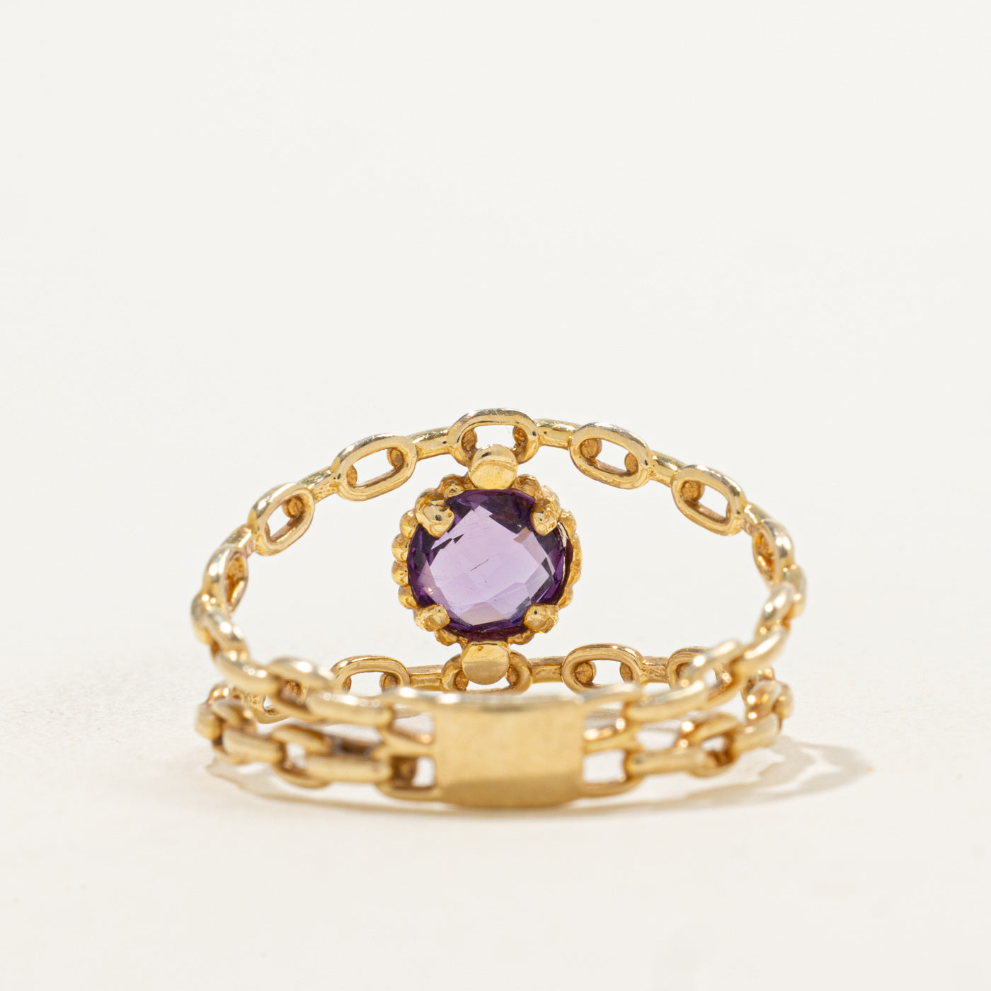 Italian 14k Amethyst Openwork Chain Ring | 0.80ct | SZ 9.75